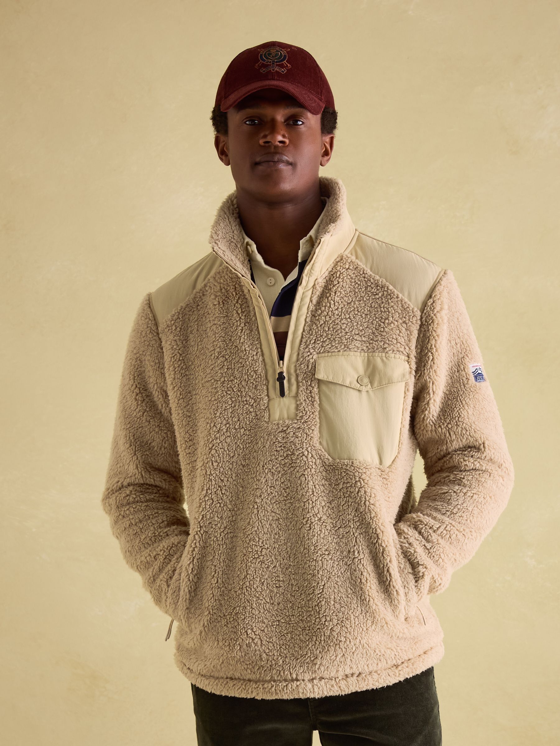 Buy Joules Billy Cream Quarter Zip Borg Fleece Sweatshirt from the Joules online shop