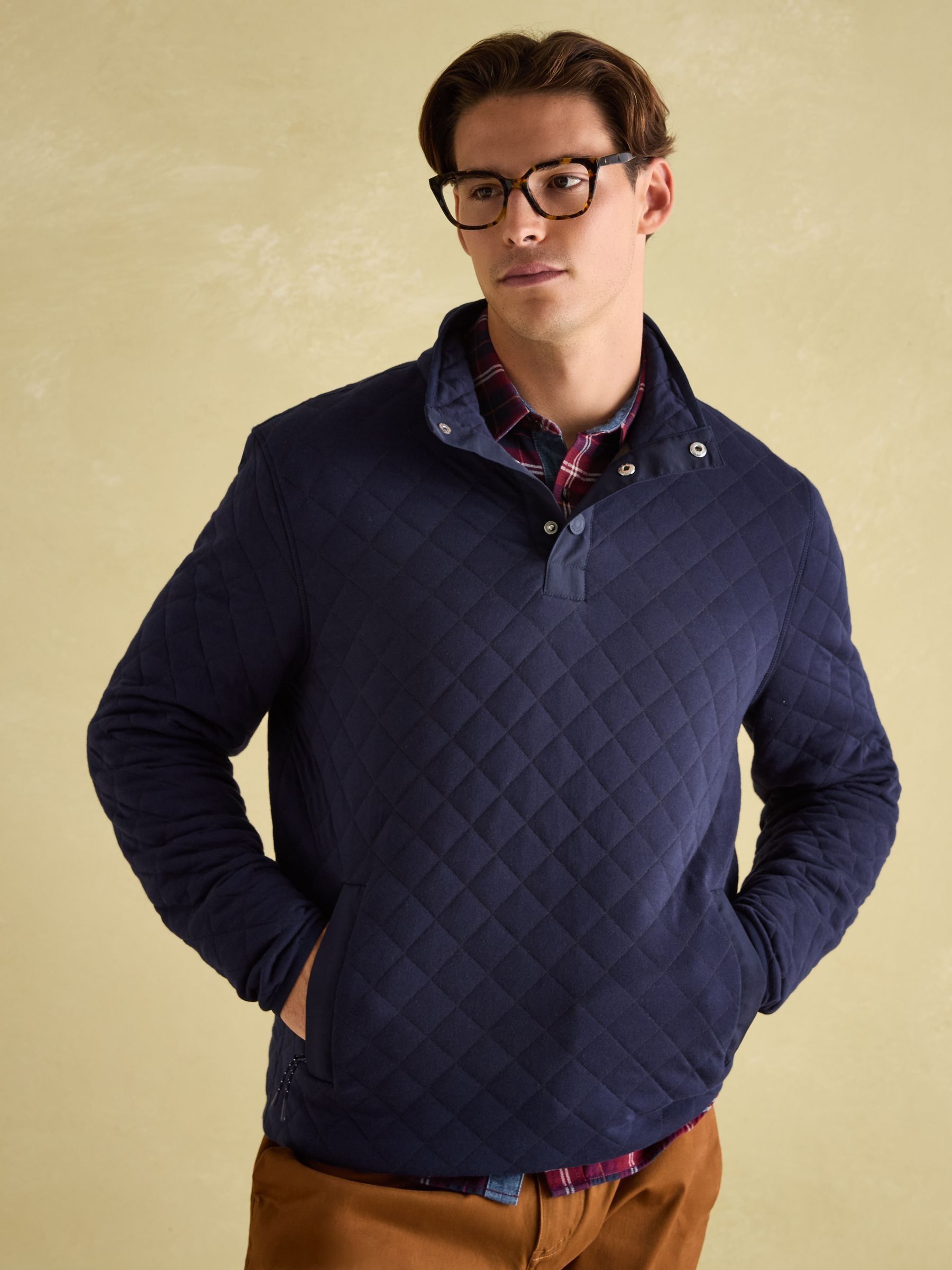Malton Navy Quilted Jersey Pullover Sweatshirt Joules