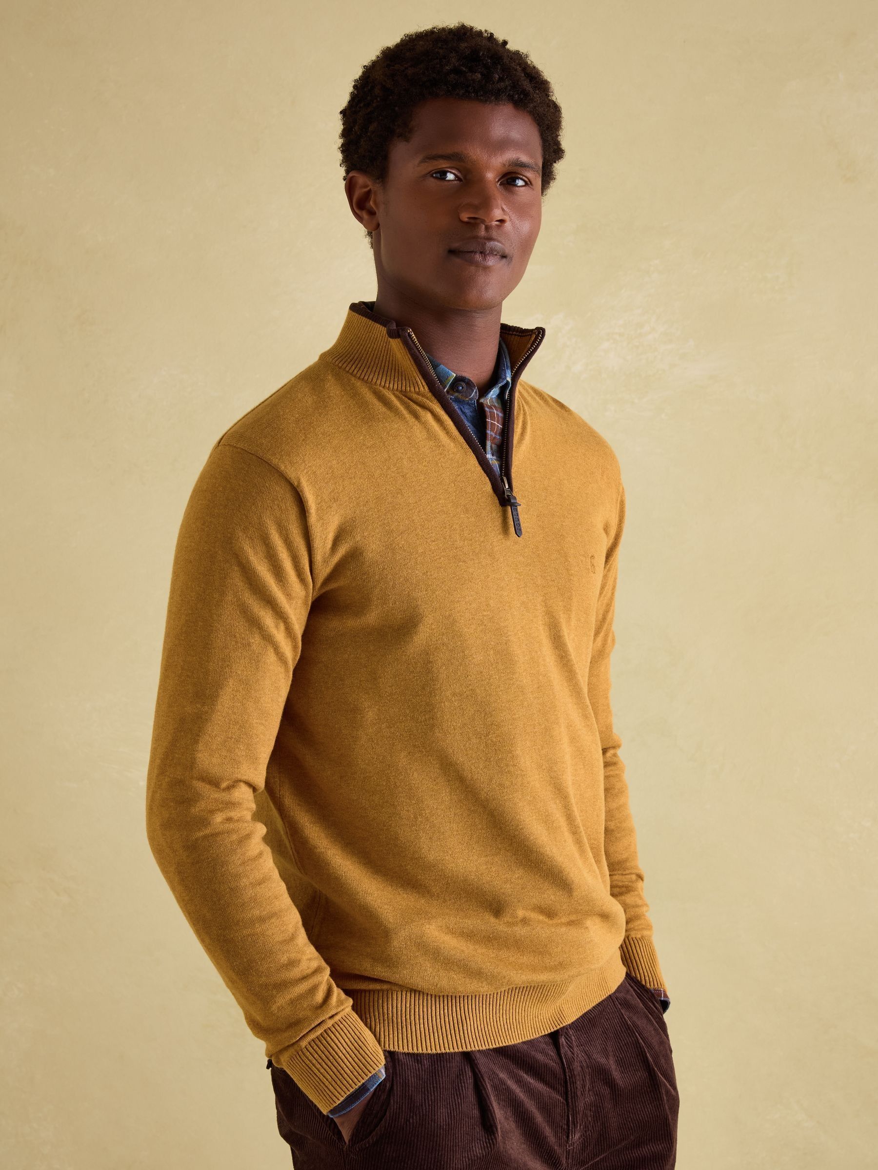 Yellow quarter zip sweater top