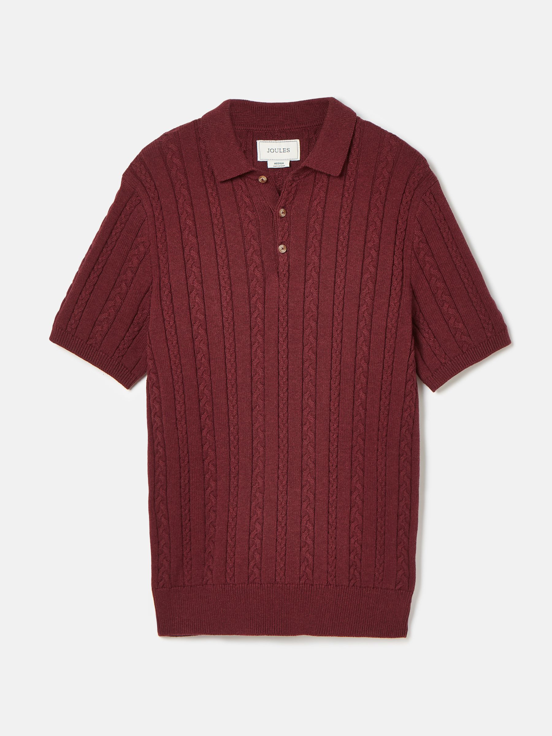 Adlington Burgundy Cable Knitted Polo Shirt Joules