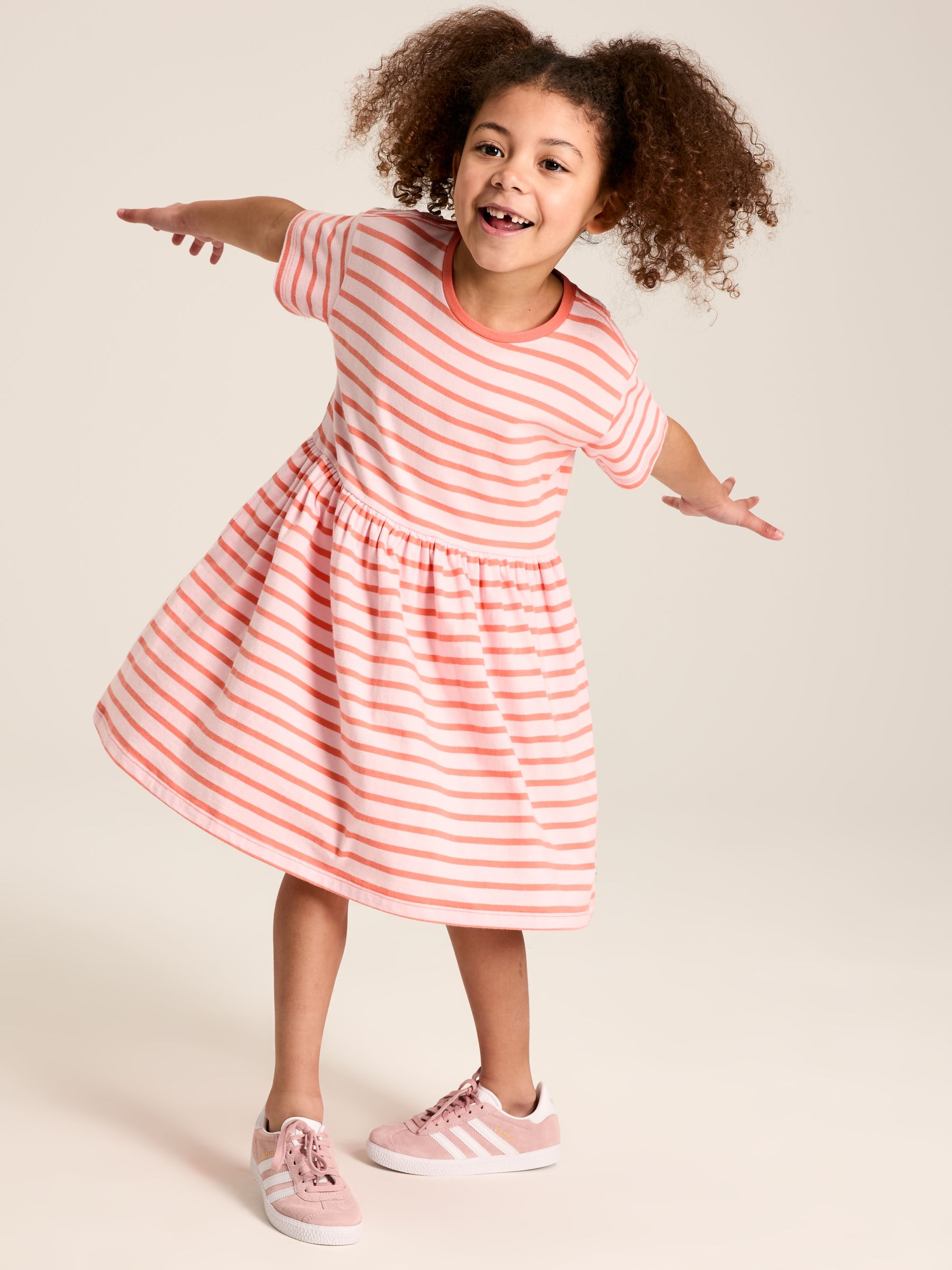 Pink and white t shirt dress discount