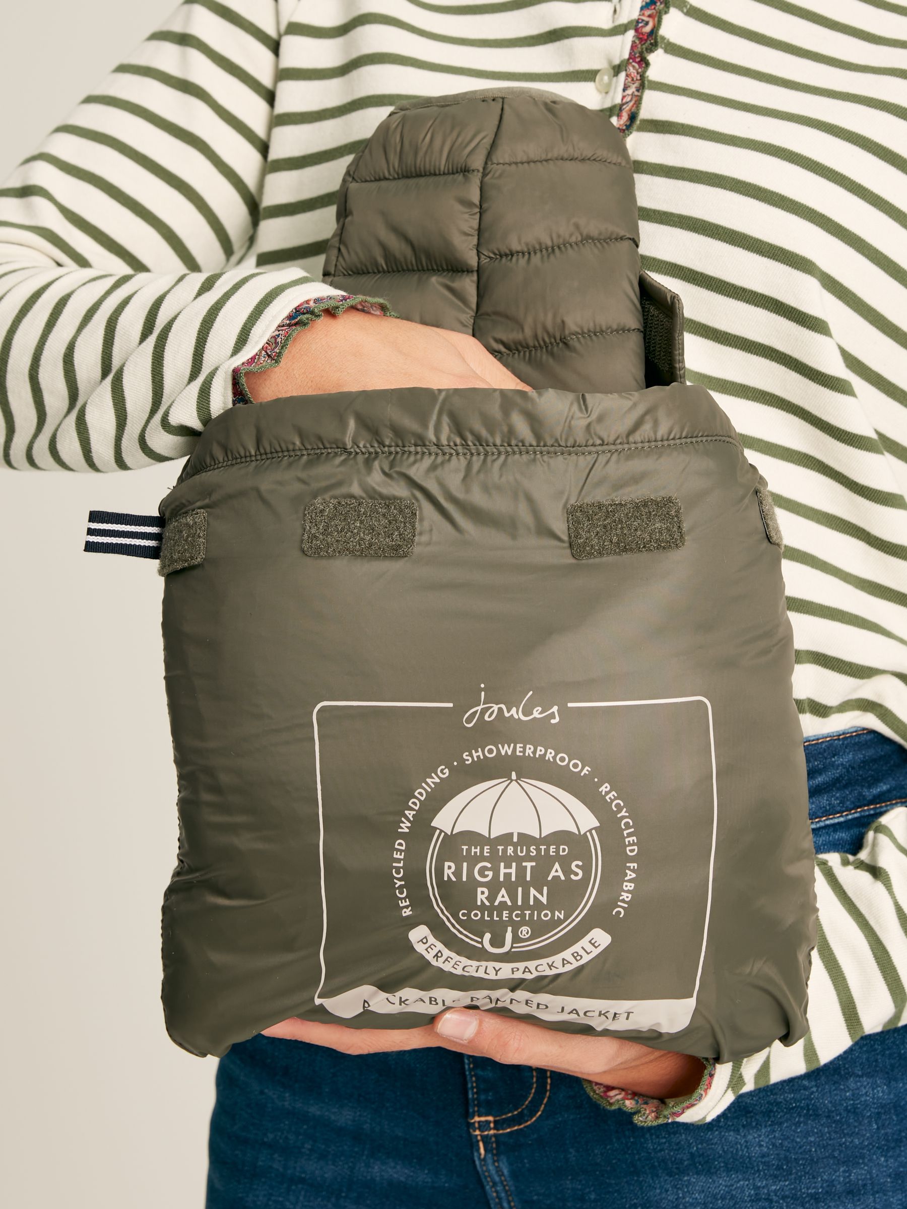 Bramley Khaki Green Showerproof Long Packable Padded Coat