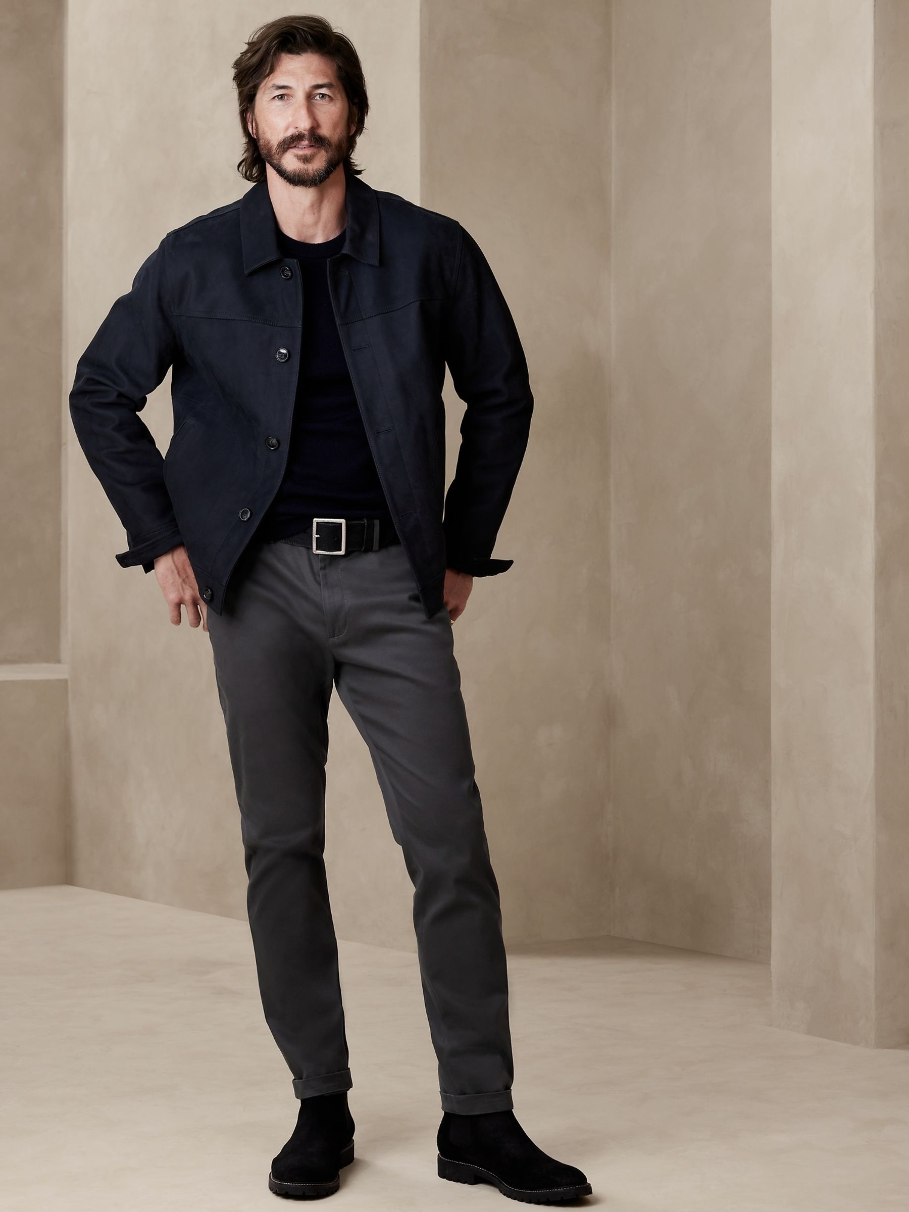 Buy Banana Republic Dark Grey Slim Fit Chino Trousers from the Gap online shop