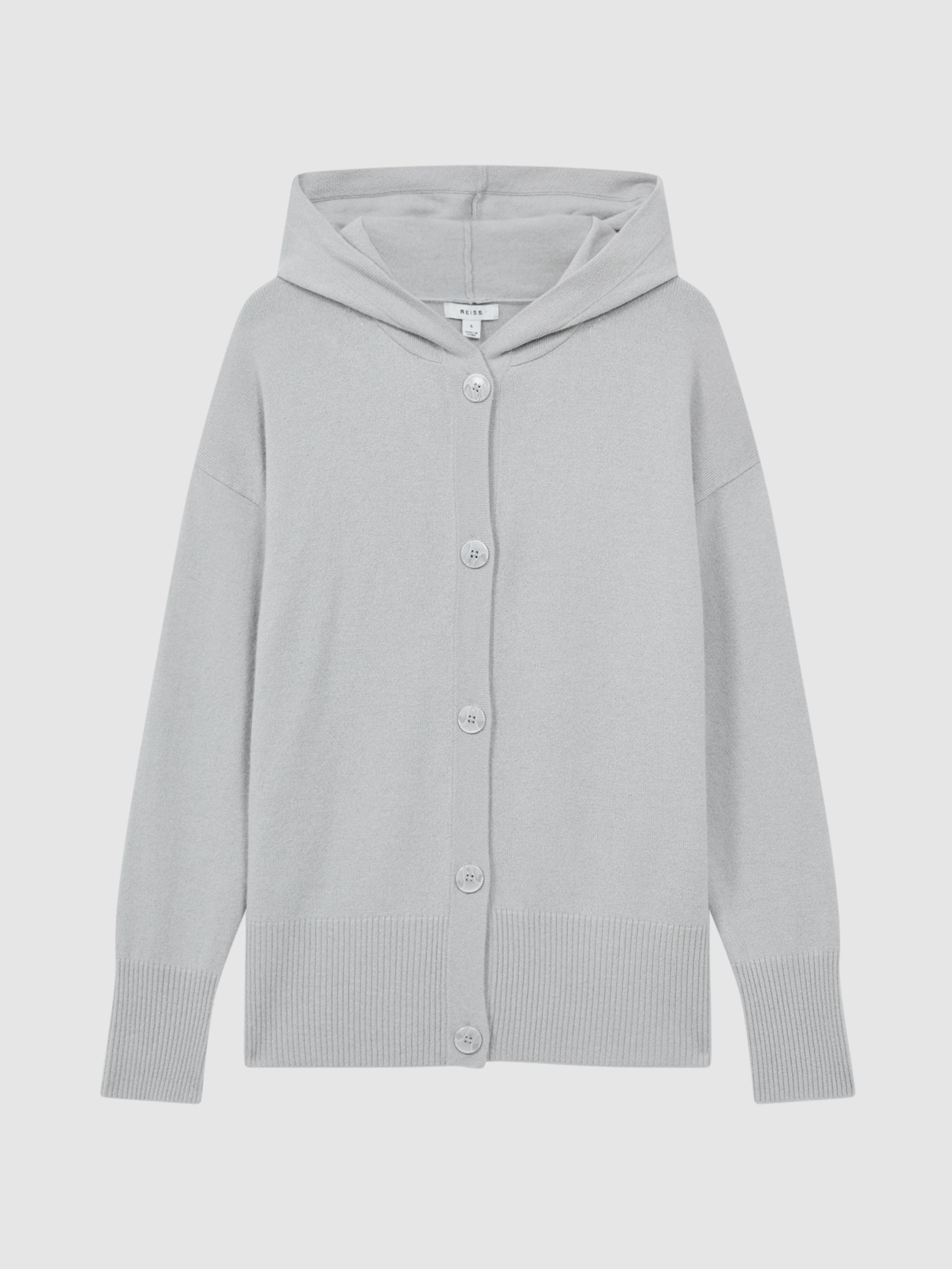 Reiss Wool Blend Hooded Cardigan in Grey REISS