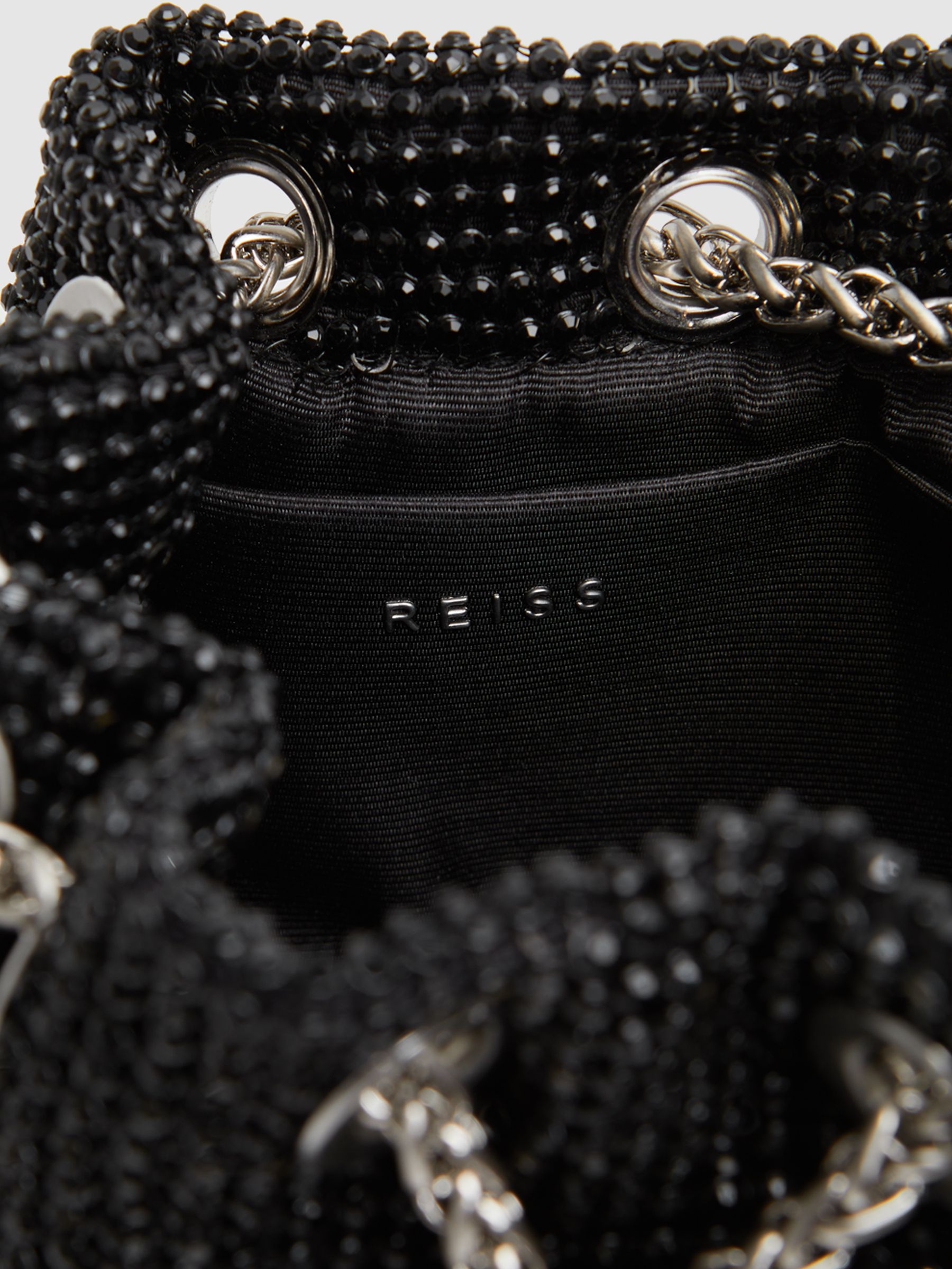Crystal Mini Bucket Bag in Black