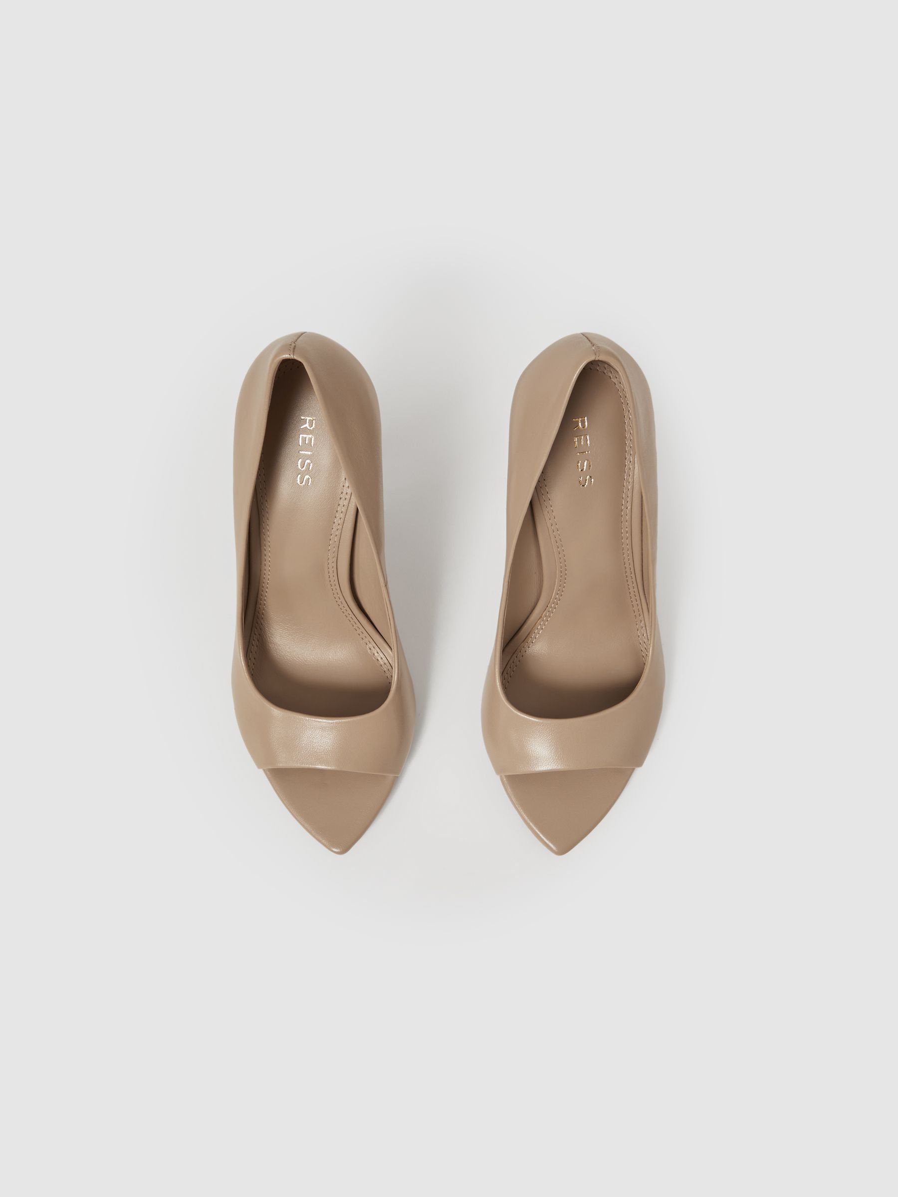 Leather Peep Toe Court Shoes in Nude