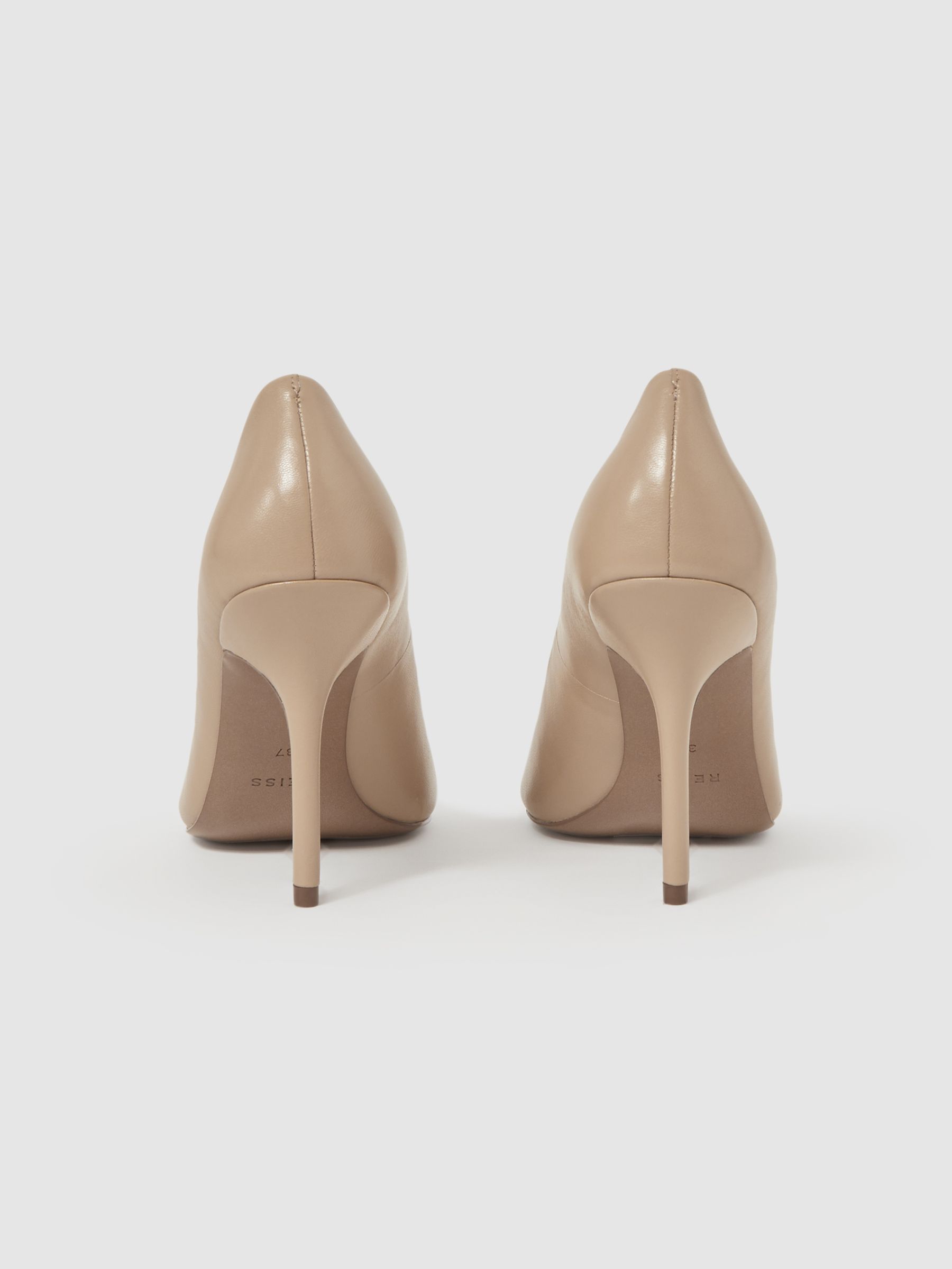 Leather Peep Toe Court Shoes in Nude