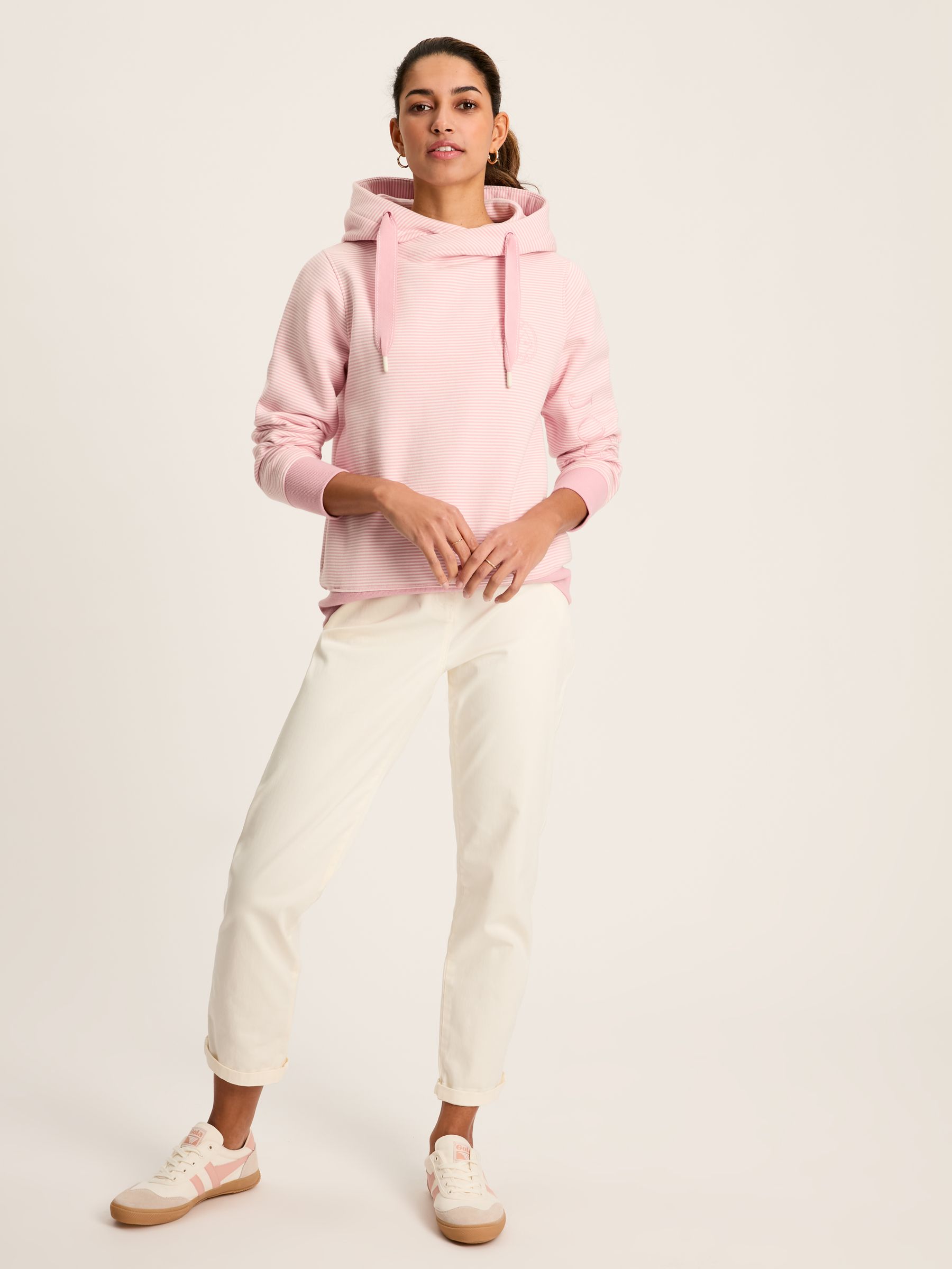 Pink cowl neck hoodie hot sale