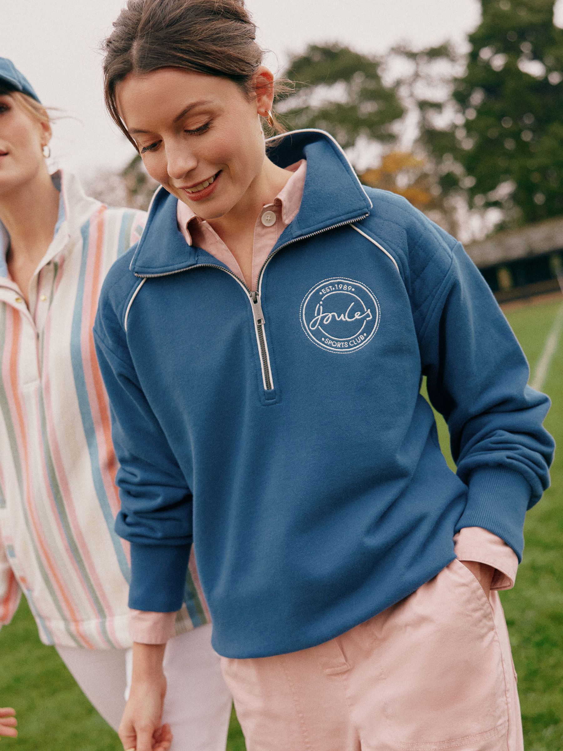Racquet Blue Cotton Quarter Zip Sweatshirt Joules