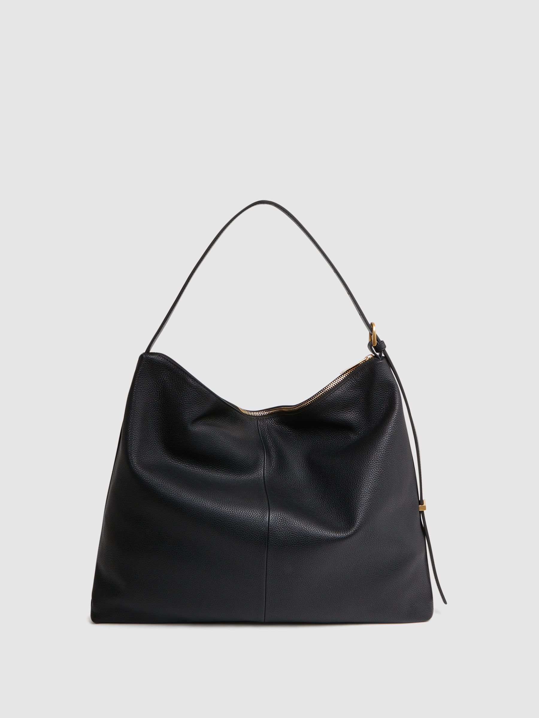 Reiss Leather Suede Handbag in Black REISS