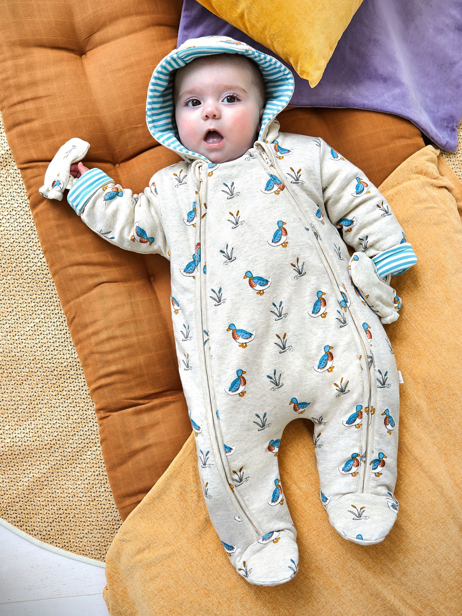 Buy JoJo Maman Bebe Natural Duck Print Pramsuit from the JoJo Maman Bebe UK online shop