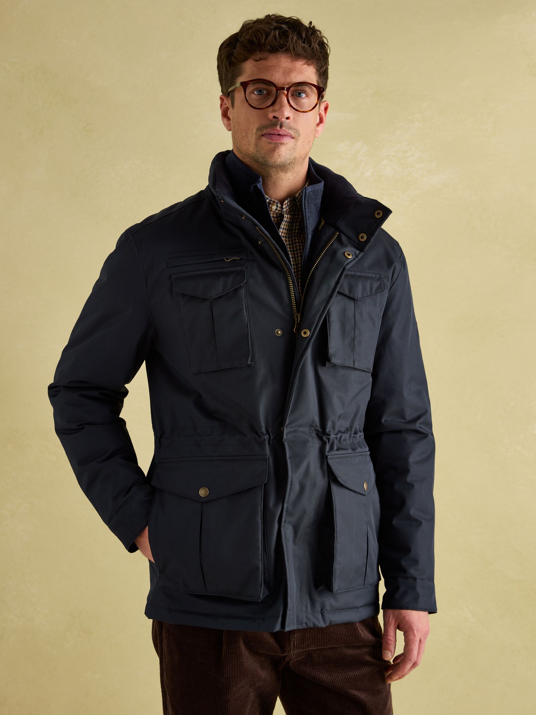 Beckett Navy Waterproof Field Coat With Packable Hood Joules