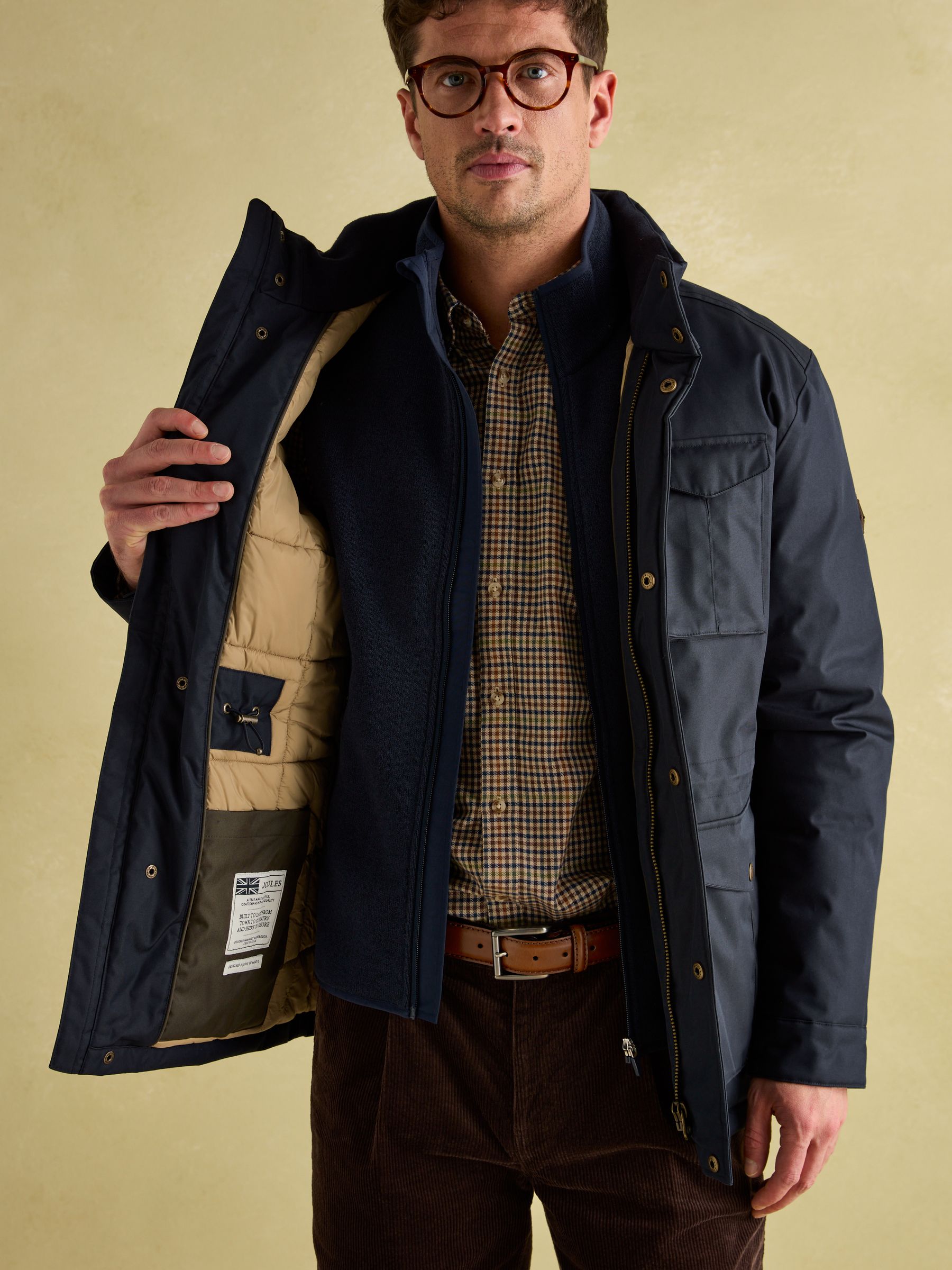 Beckett Navy Waterproof Field Coat With Packable Hood Joules