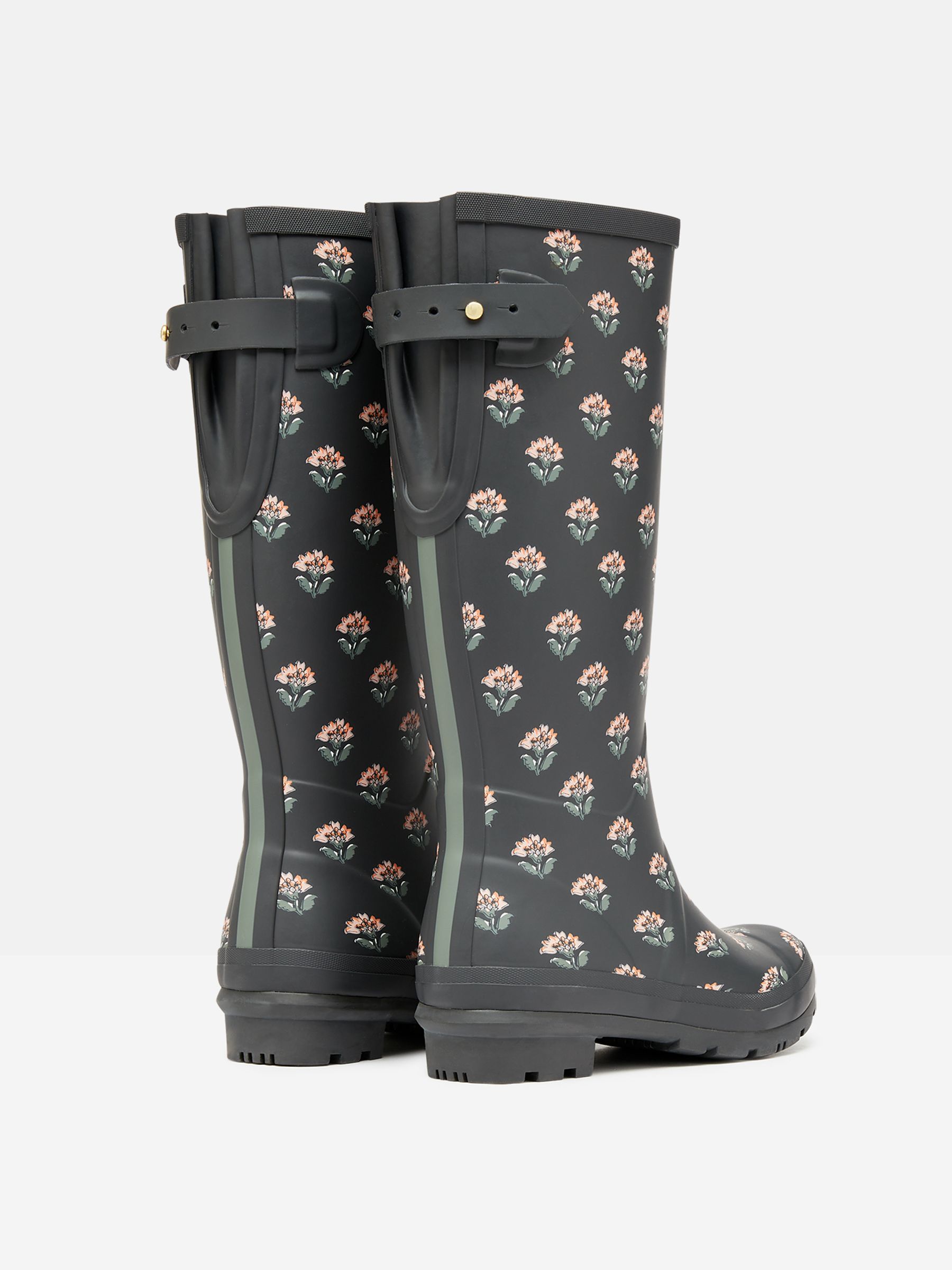 Printed Grey Floral Adjustable Tall Wellies Joules