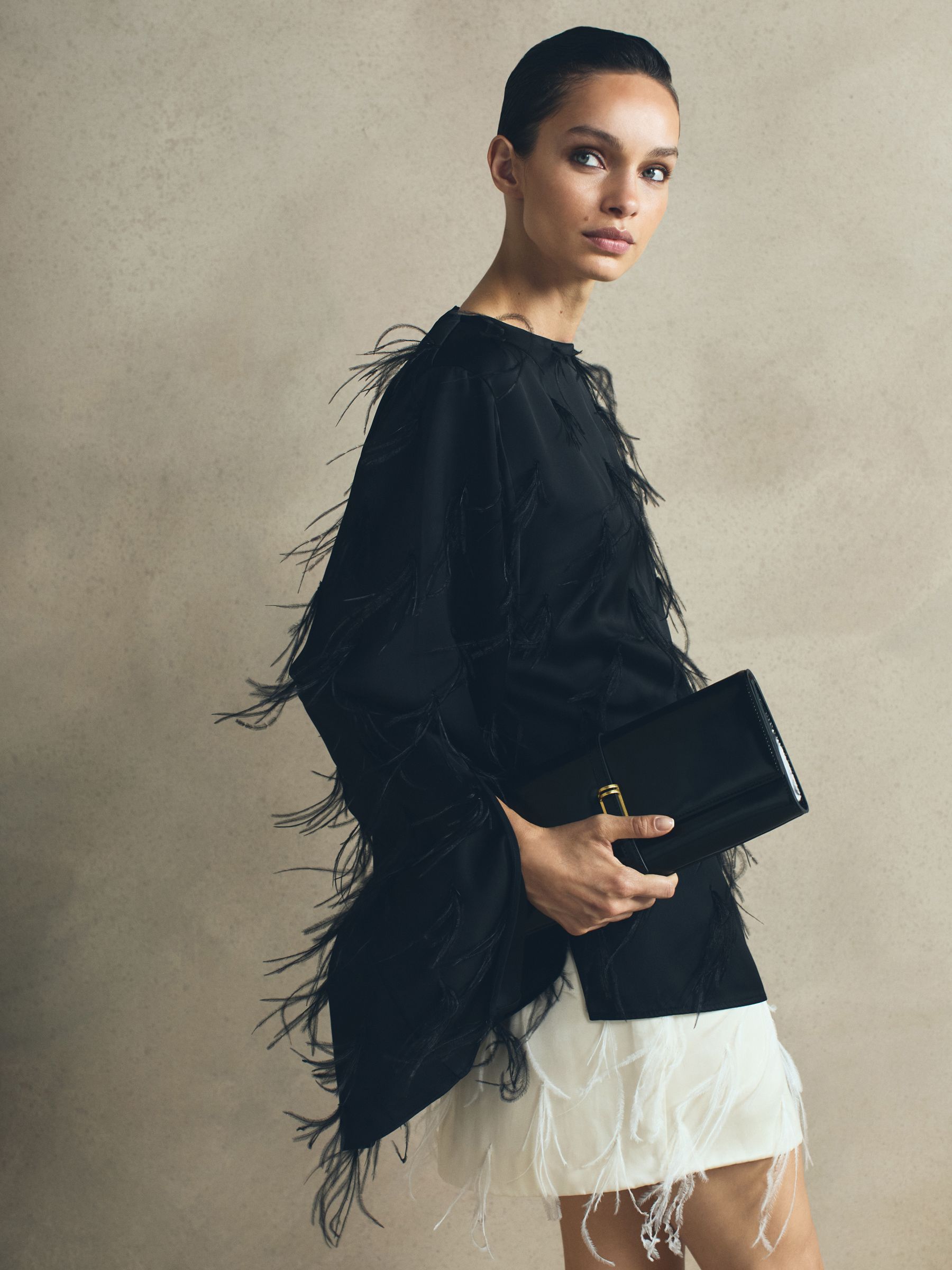 Reiss feather skirt discount