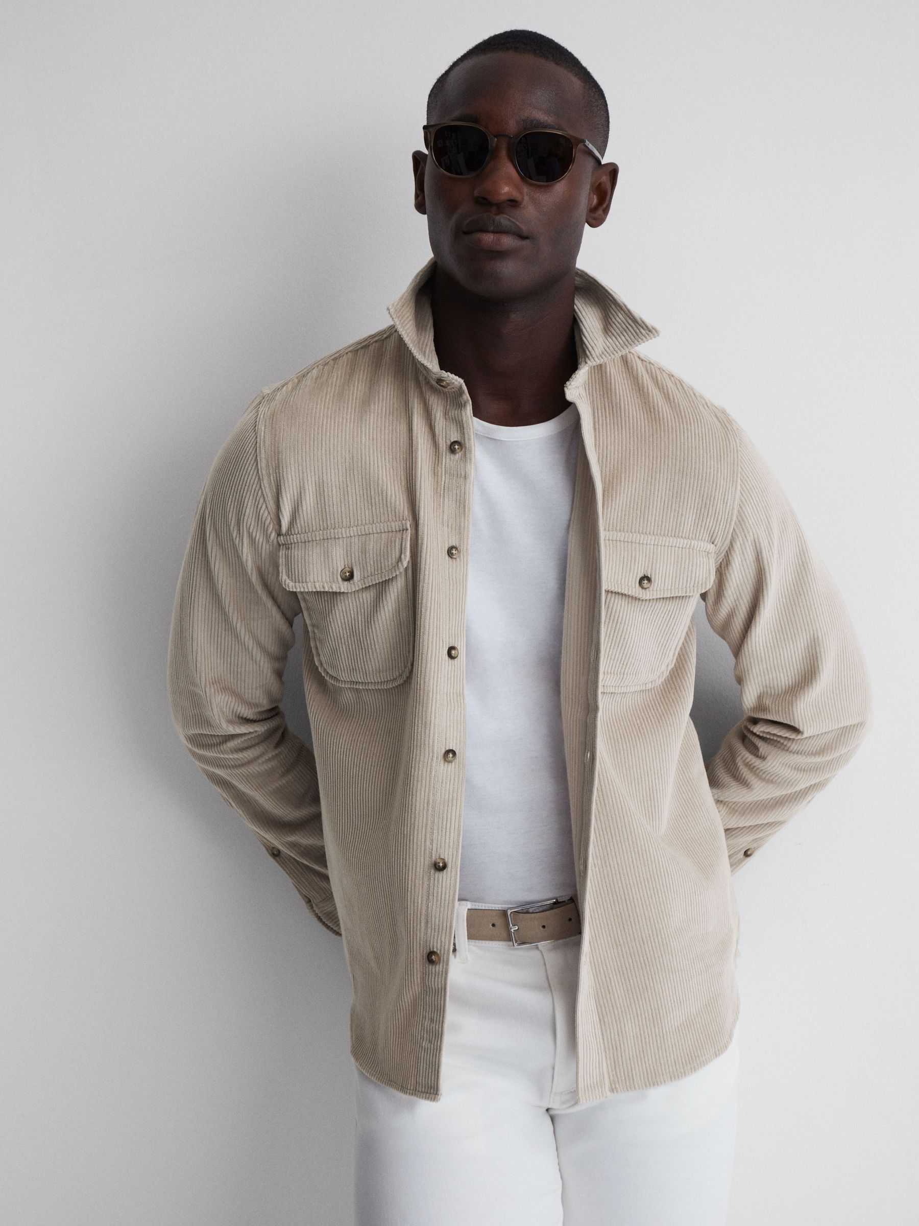Corduroy Twin Pocket Overshirt in Mink