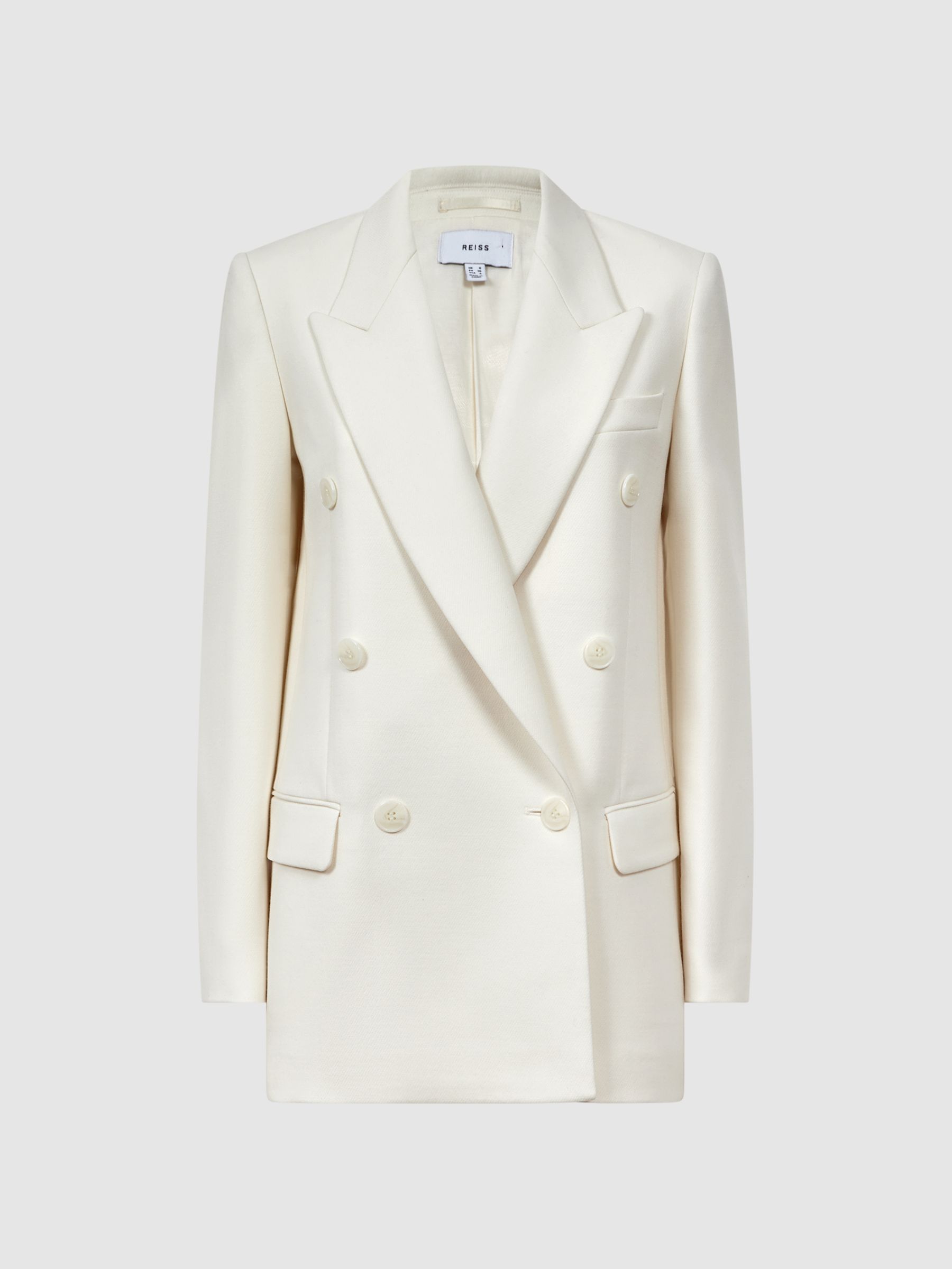 Reiss Modern Fit Wool Double Breasted Blazer in White REISS