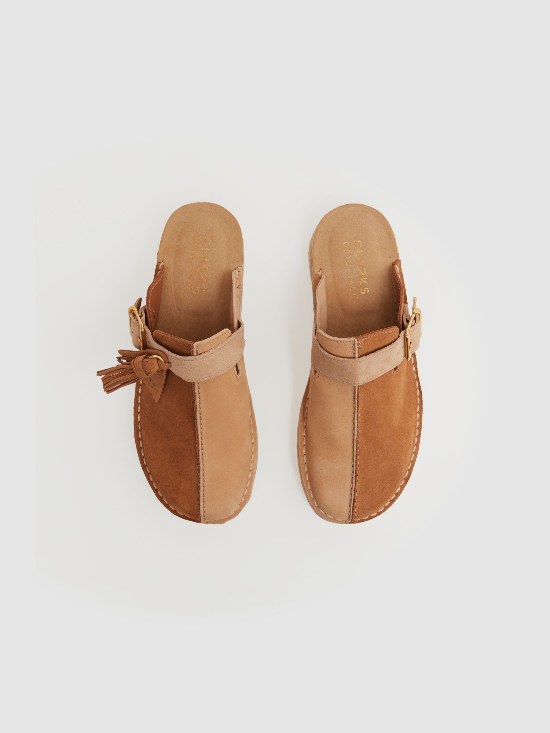 Reiss Clarks Originals Backless Suede Mules in Tan REISS