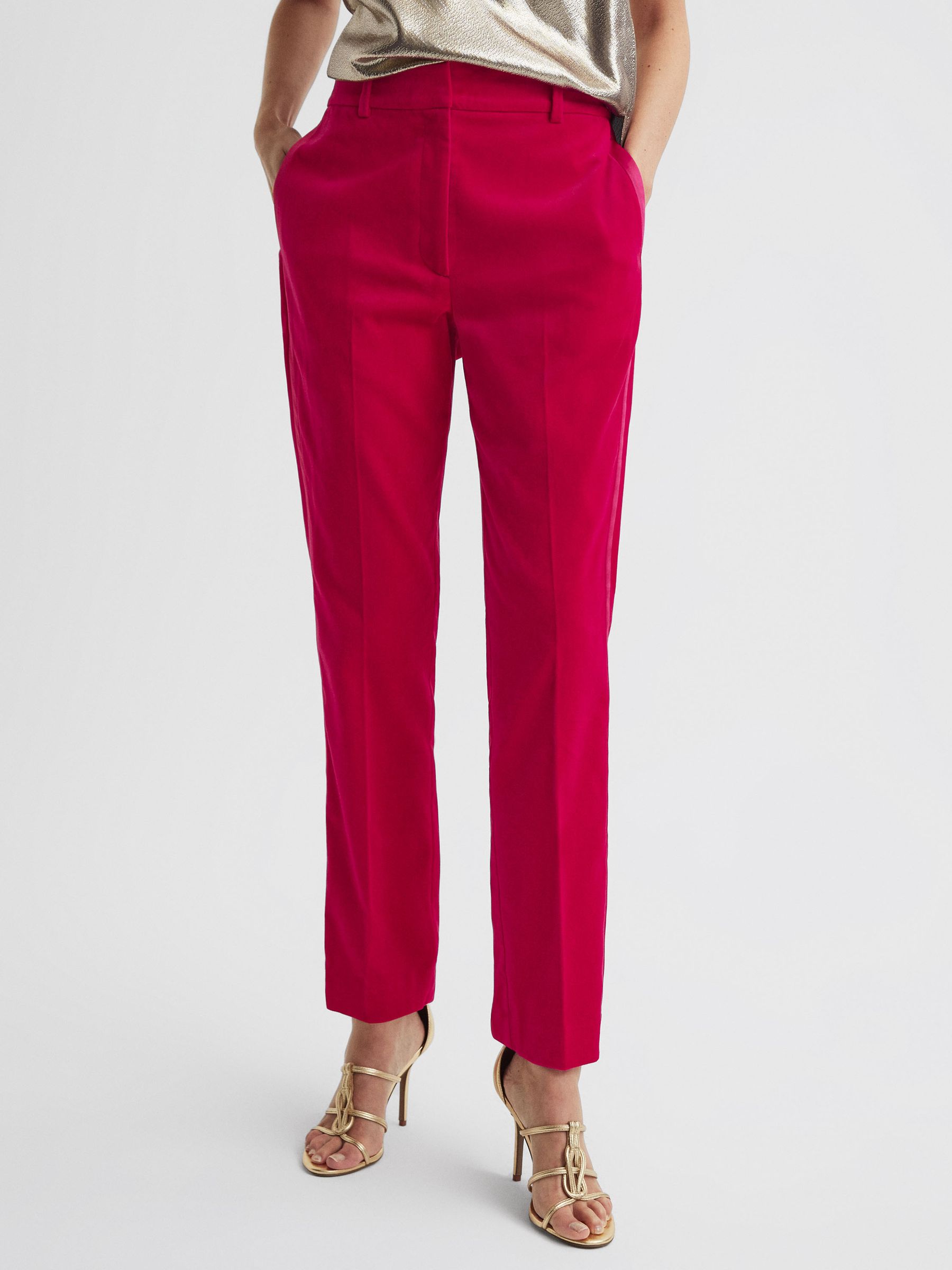 Pink velvet trouser suit online