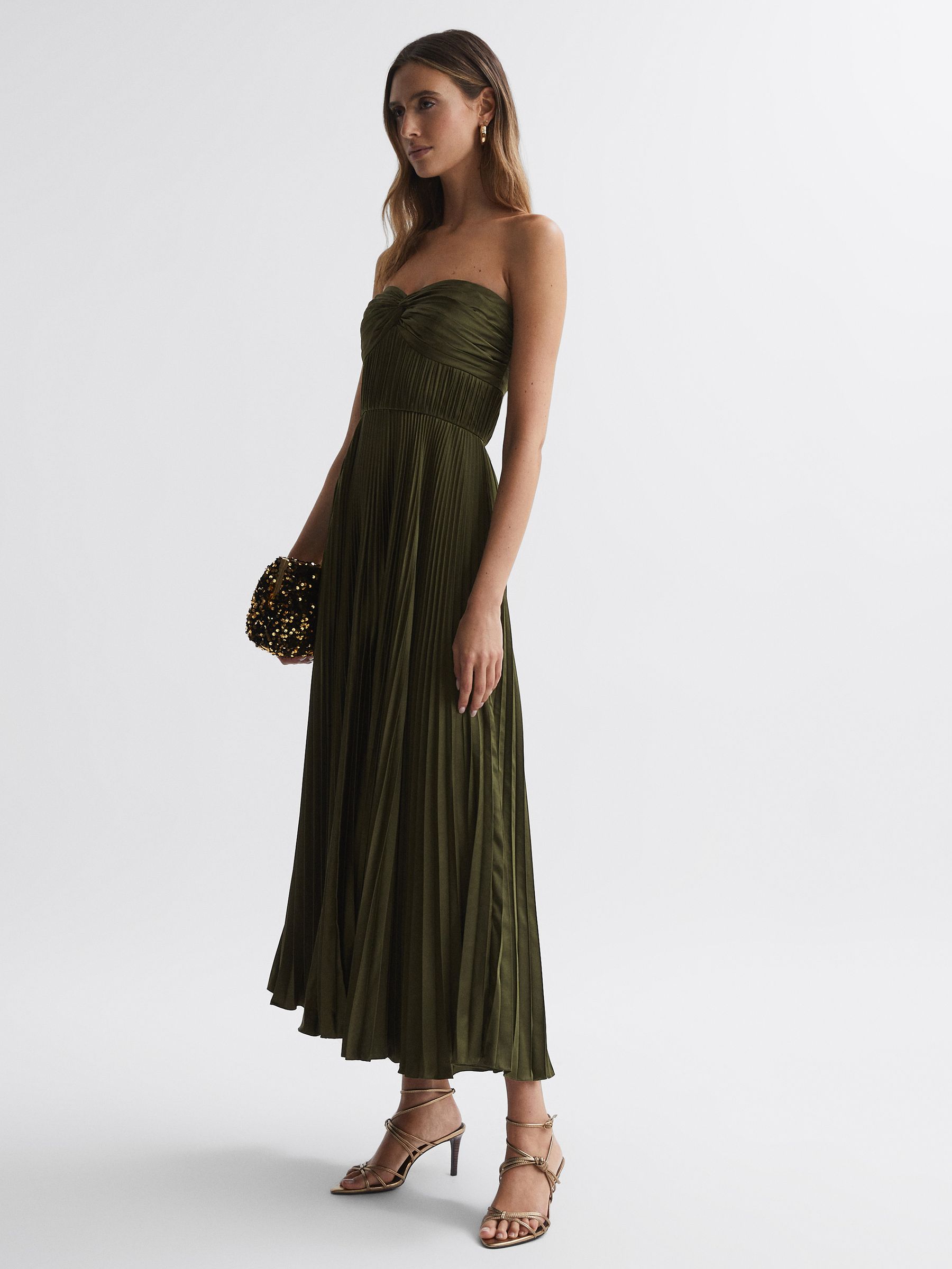Reiss olive green dress cheap