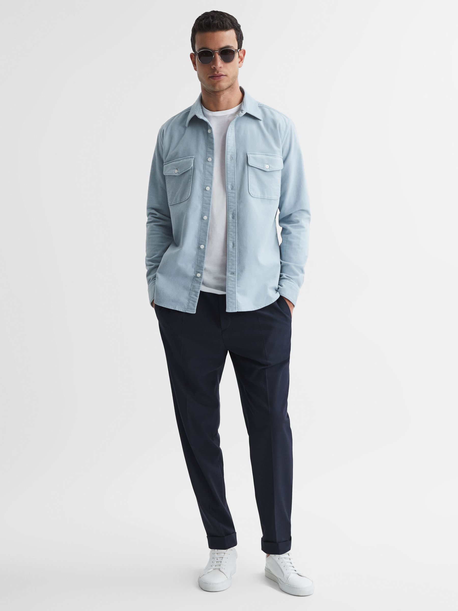 Corduroy Twin Pocket Overshirt in Soft Blue