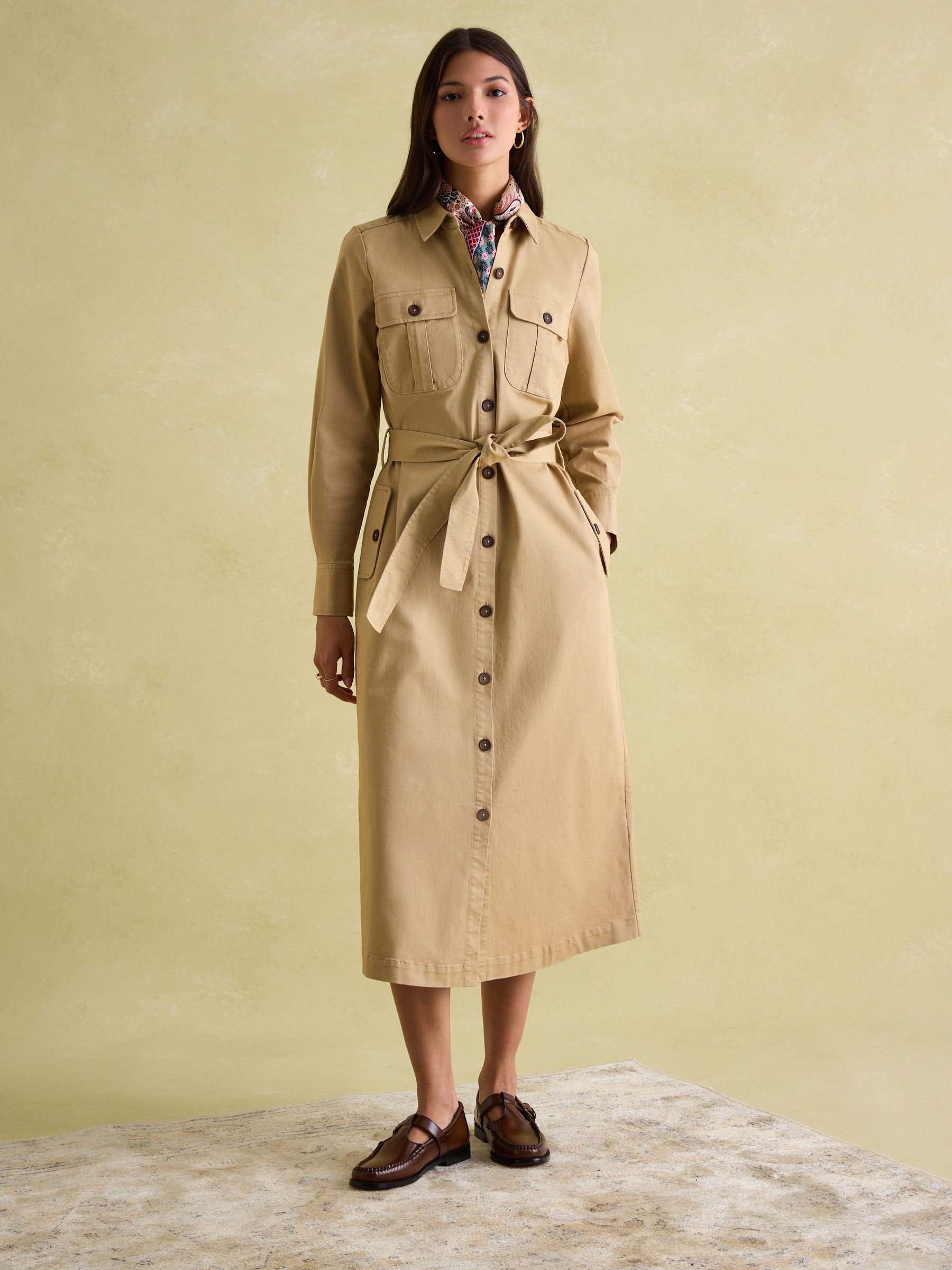 Brown button down dress discount