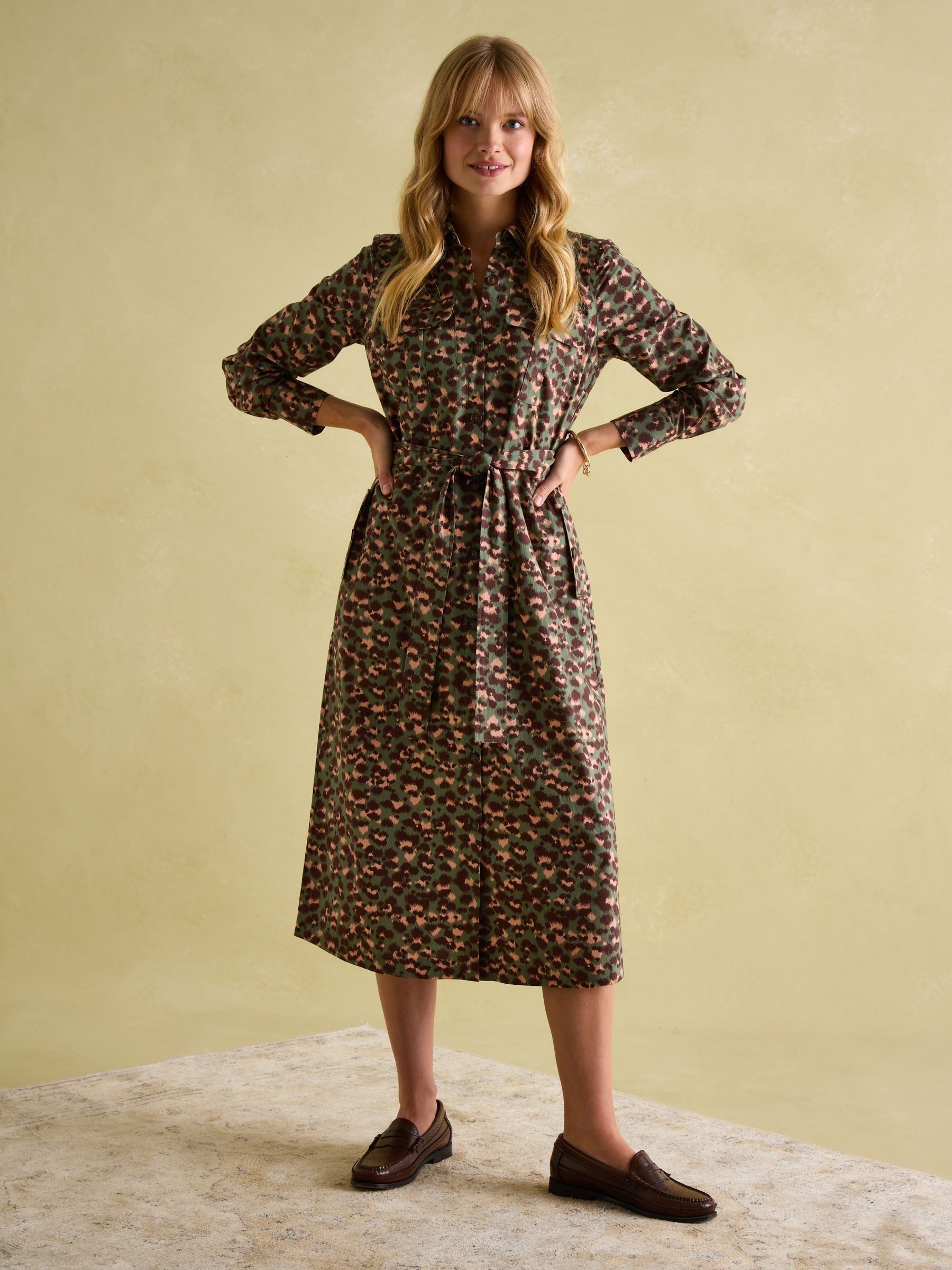 Leopard midi shirt dress sales