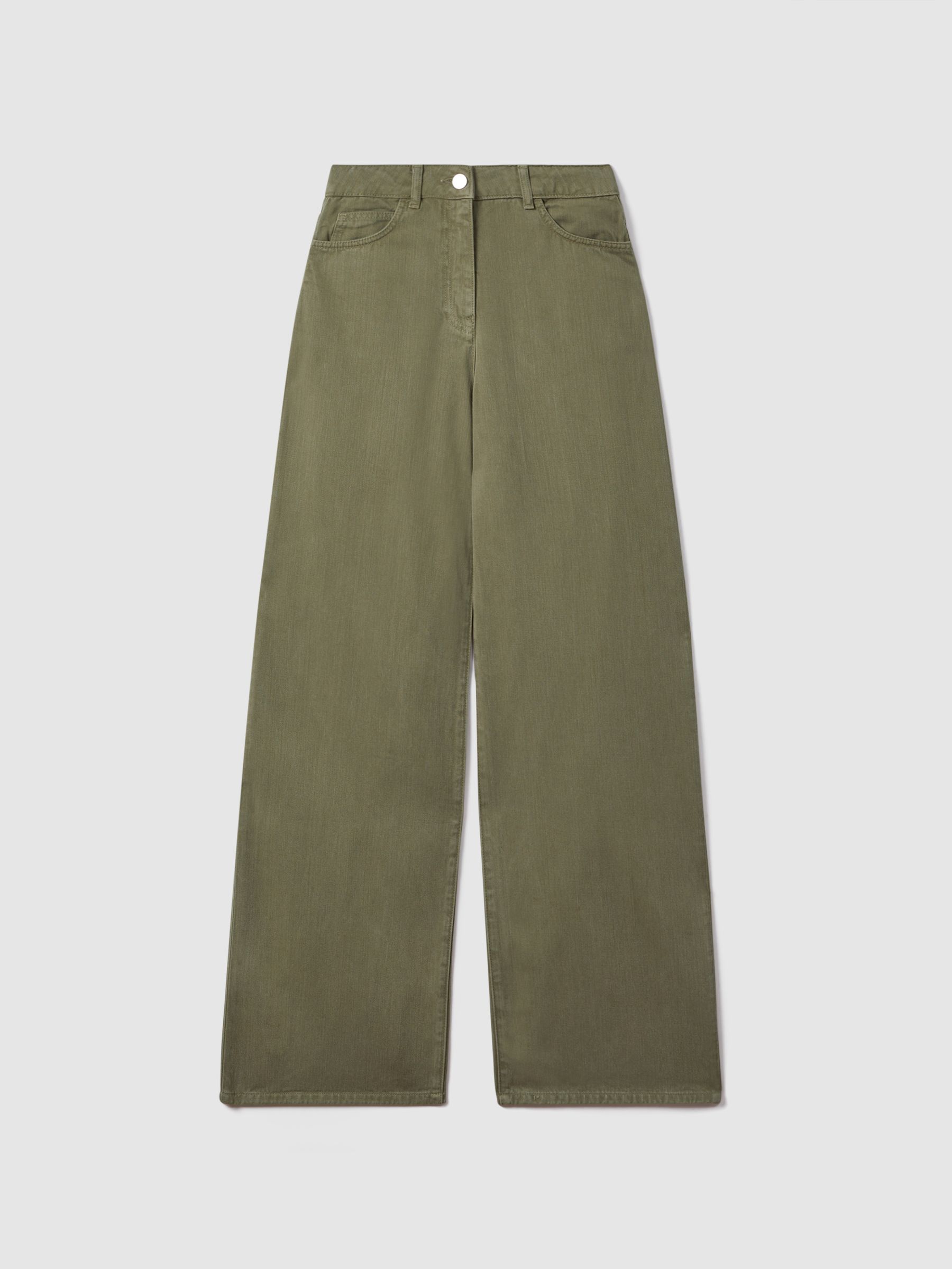 Khaki wide leg jeans hotsell