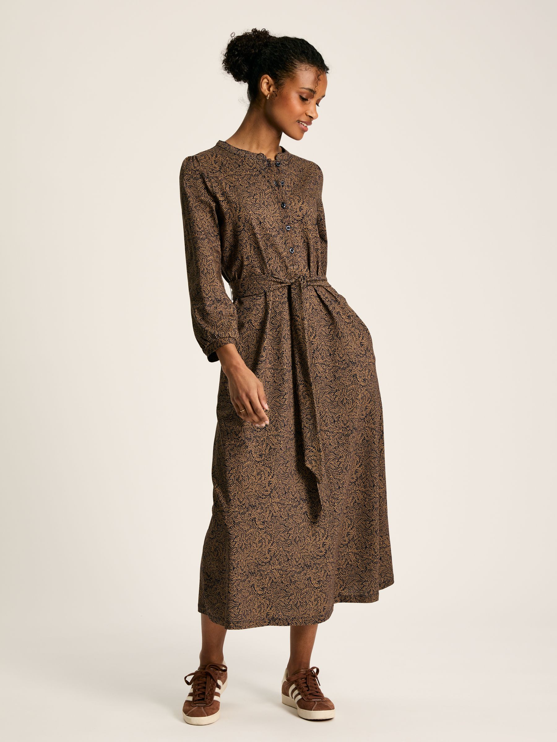 Buy Joules Scarlett Tan Navy Cotton Shirt Dress from the Joules online shop