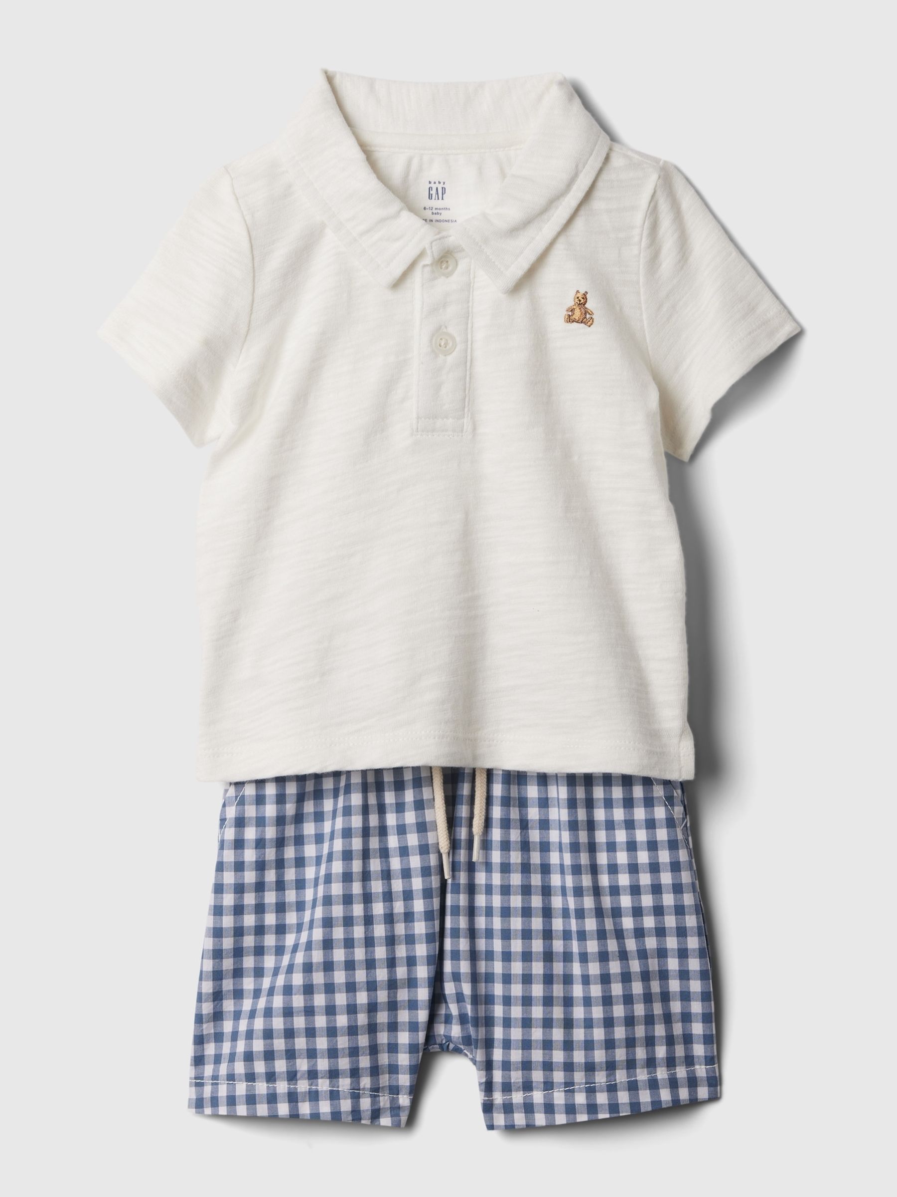 Blue Polo Outfit Shorts Set Newborn 24mths