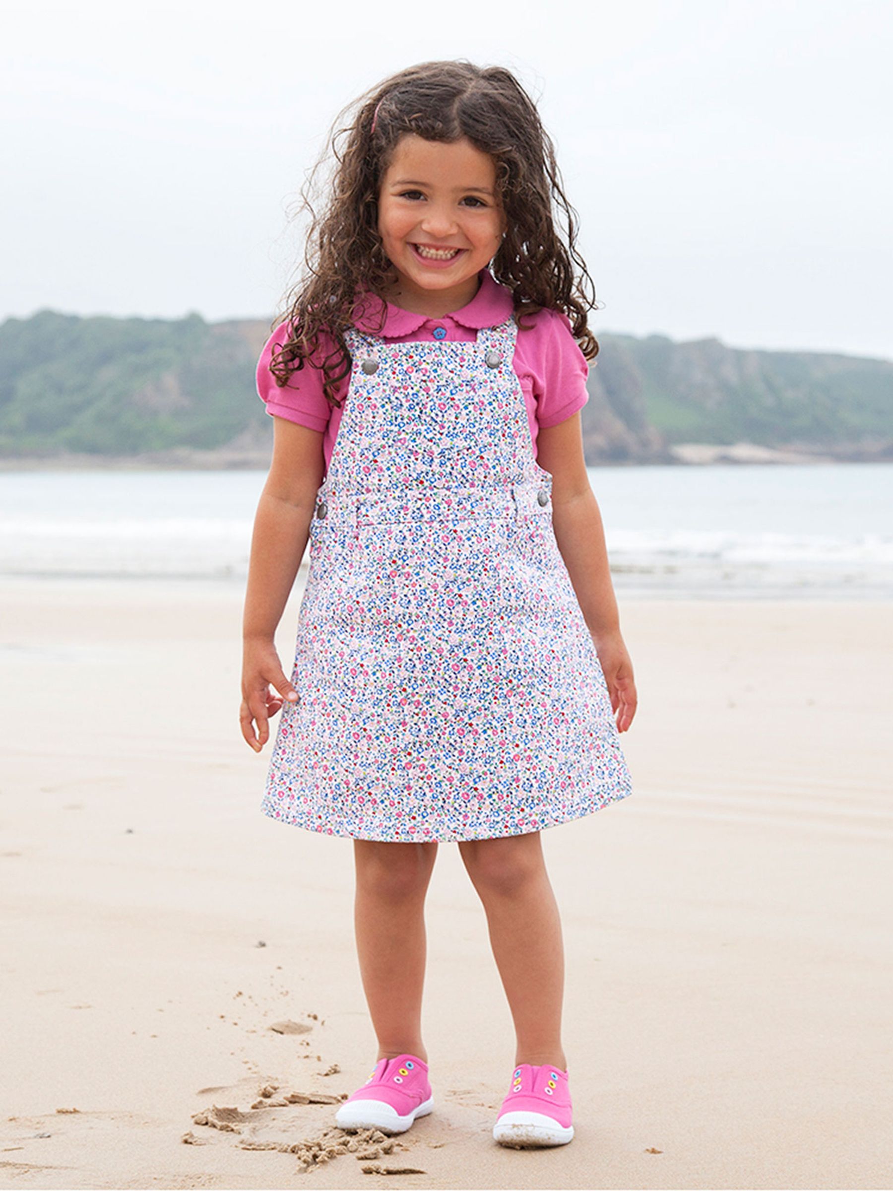 Summer Ditsy Girls Summer Ditsy Floral Dungaree Dress JoJo Maman Bebe