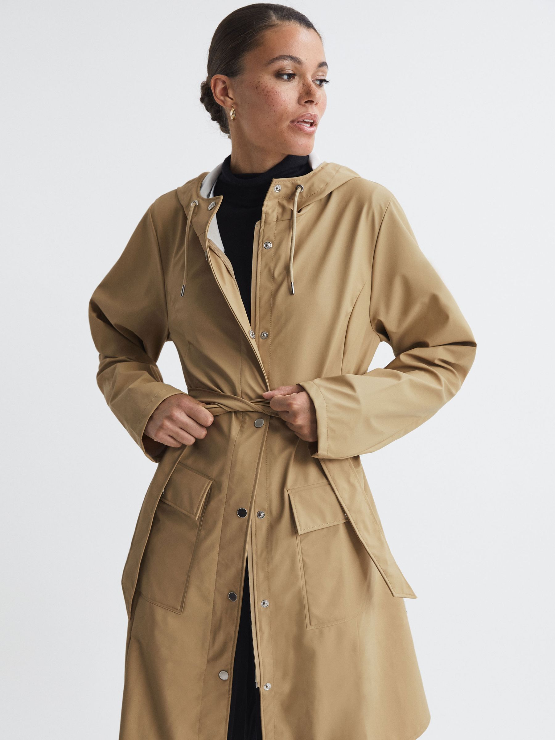Reiss Rains Trench Coat in Sand REISS