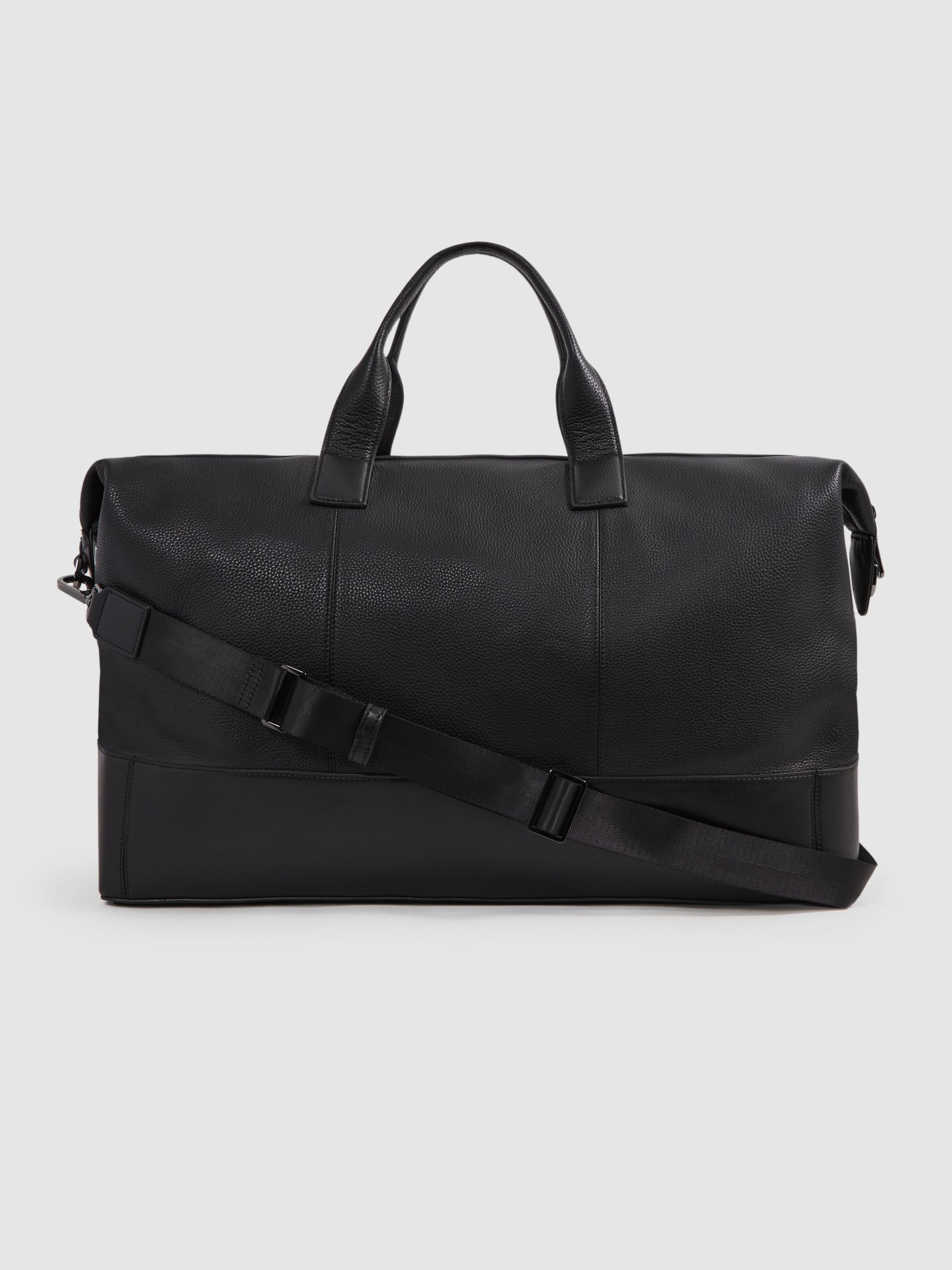 Reiss Leather Travel Bag in Black REISS