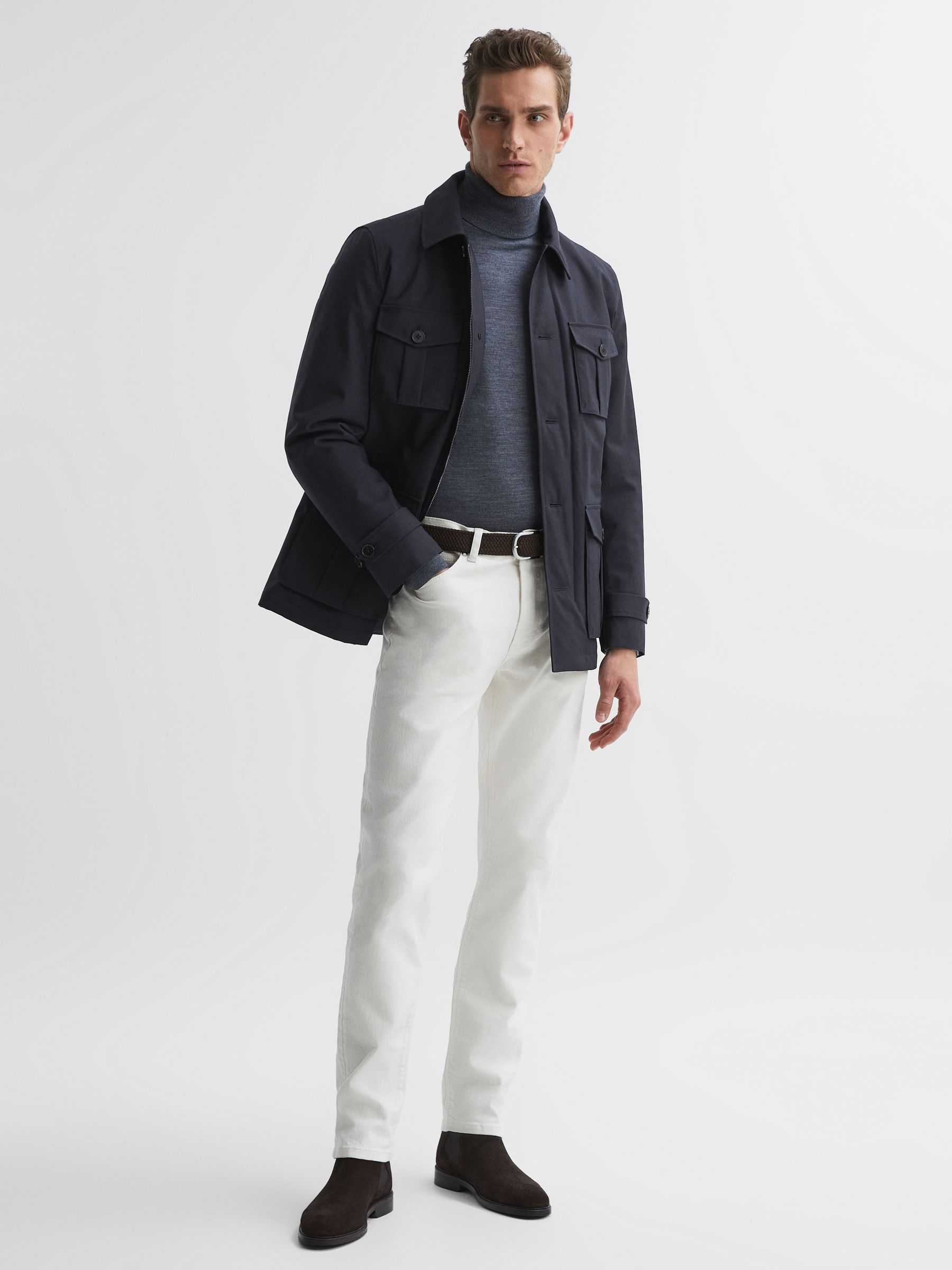 Reiss Military Inspired Field Jacket in Navy REISS