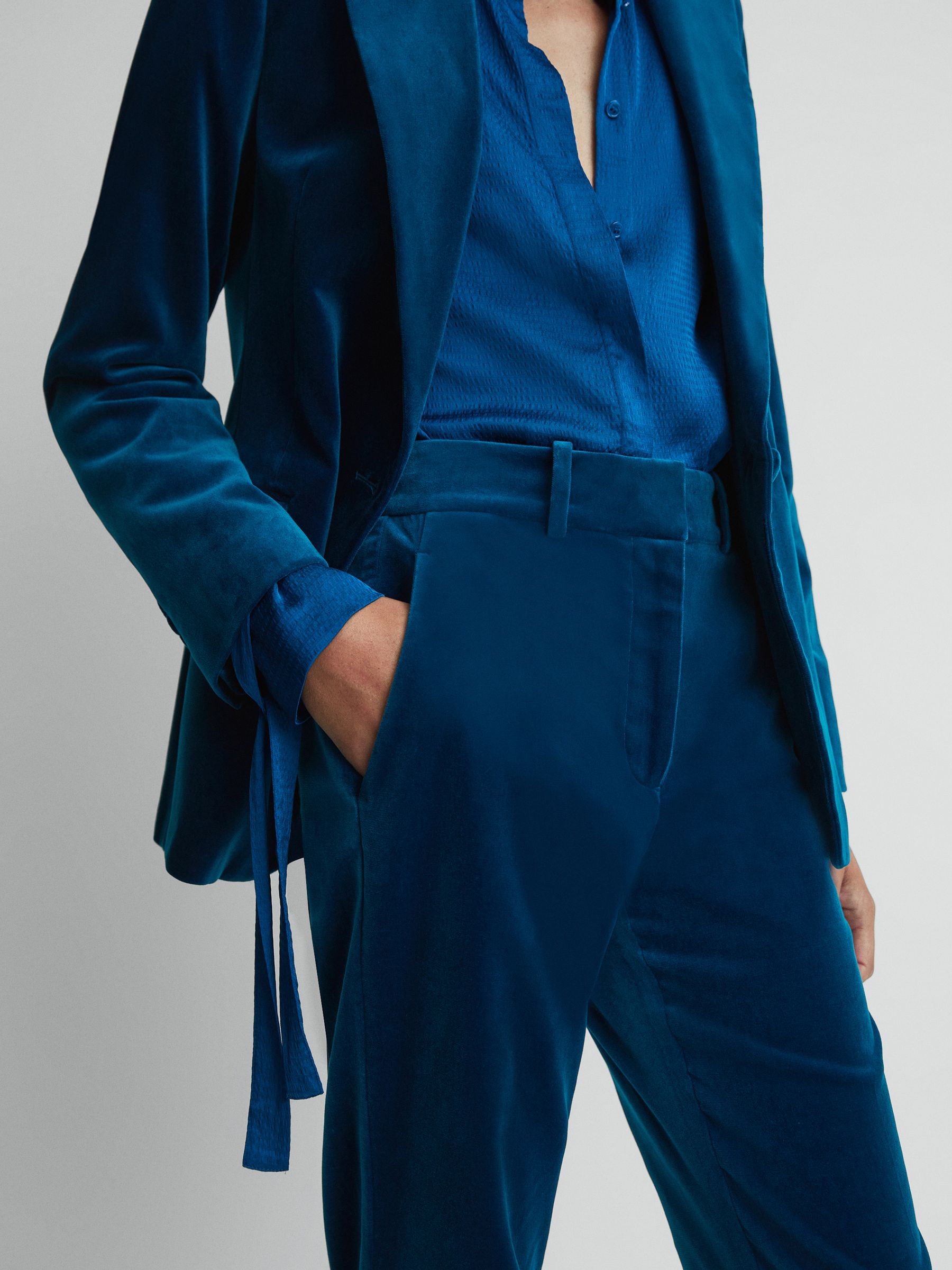 Navy velvet trouser suit online