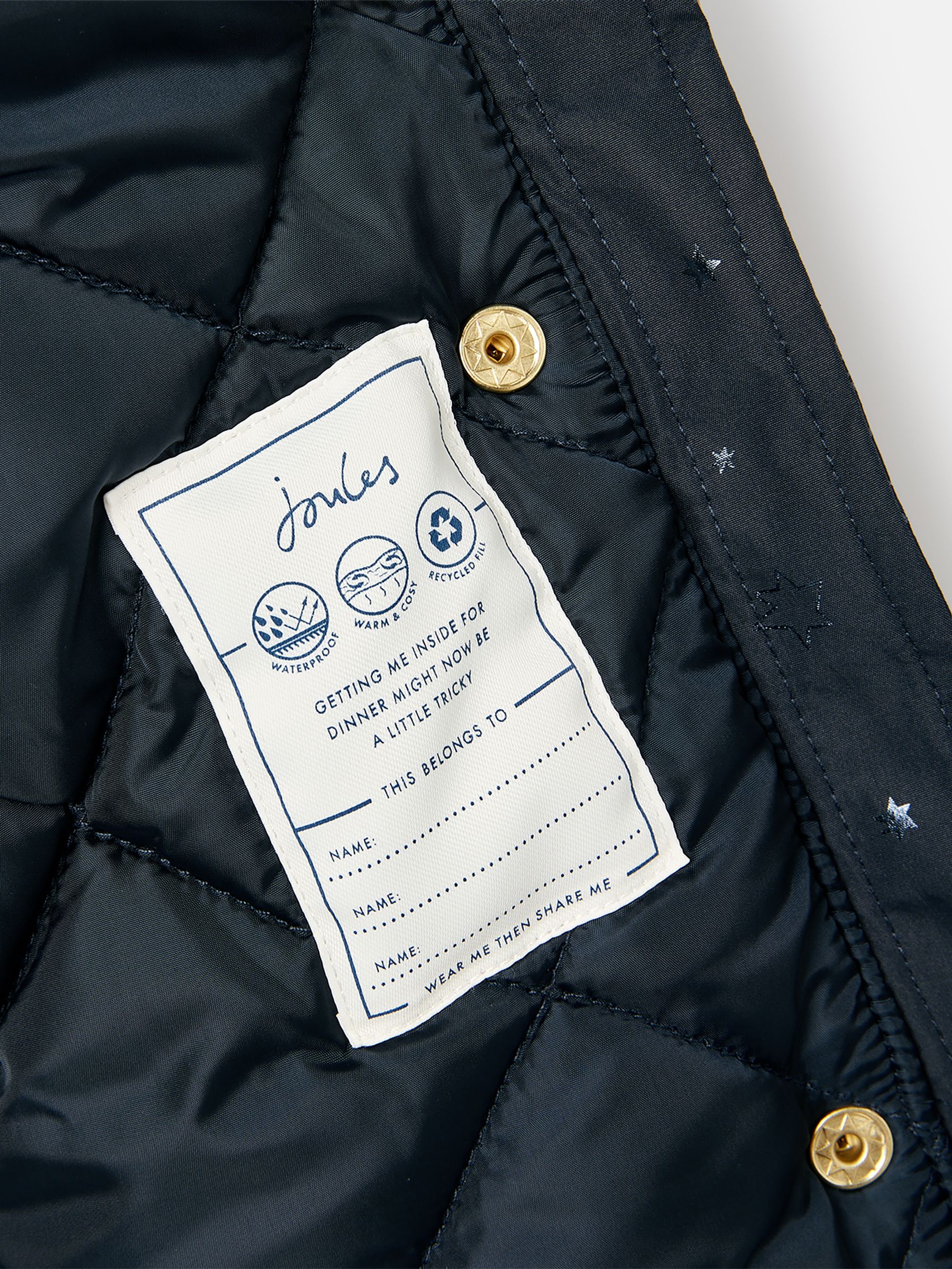 Girls Alix Navy Blue Printed Waterproof Parka Coat Joules