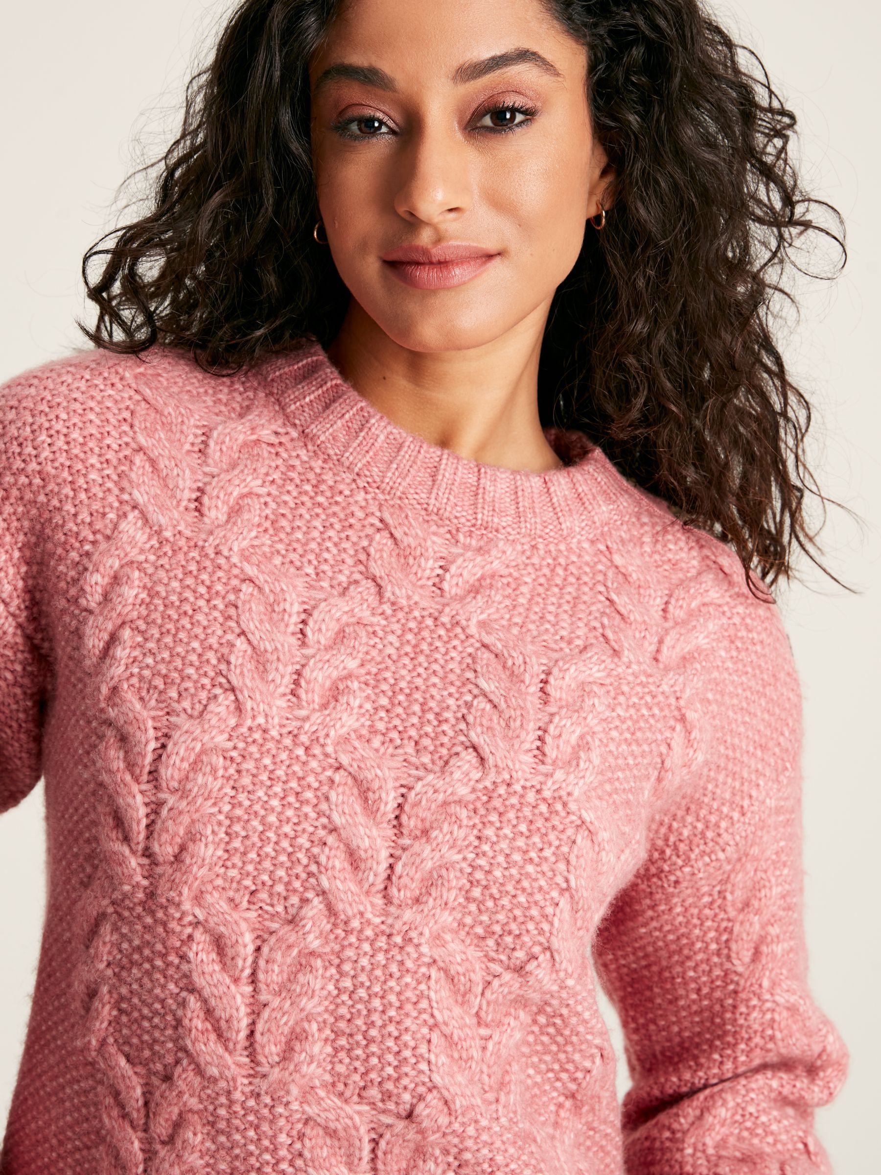 Buy Joules Pippa Pink Cable Knit Jumper from the Joules online shop