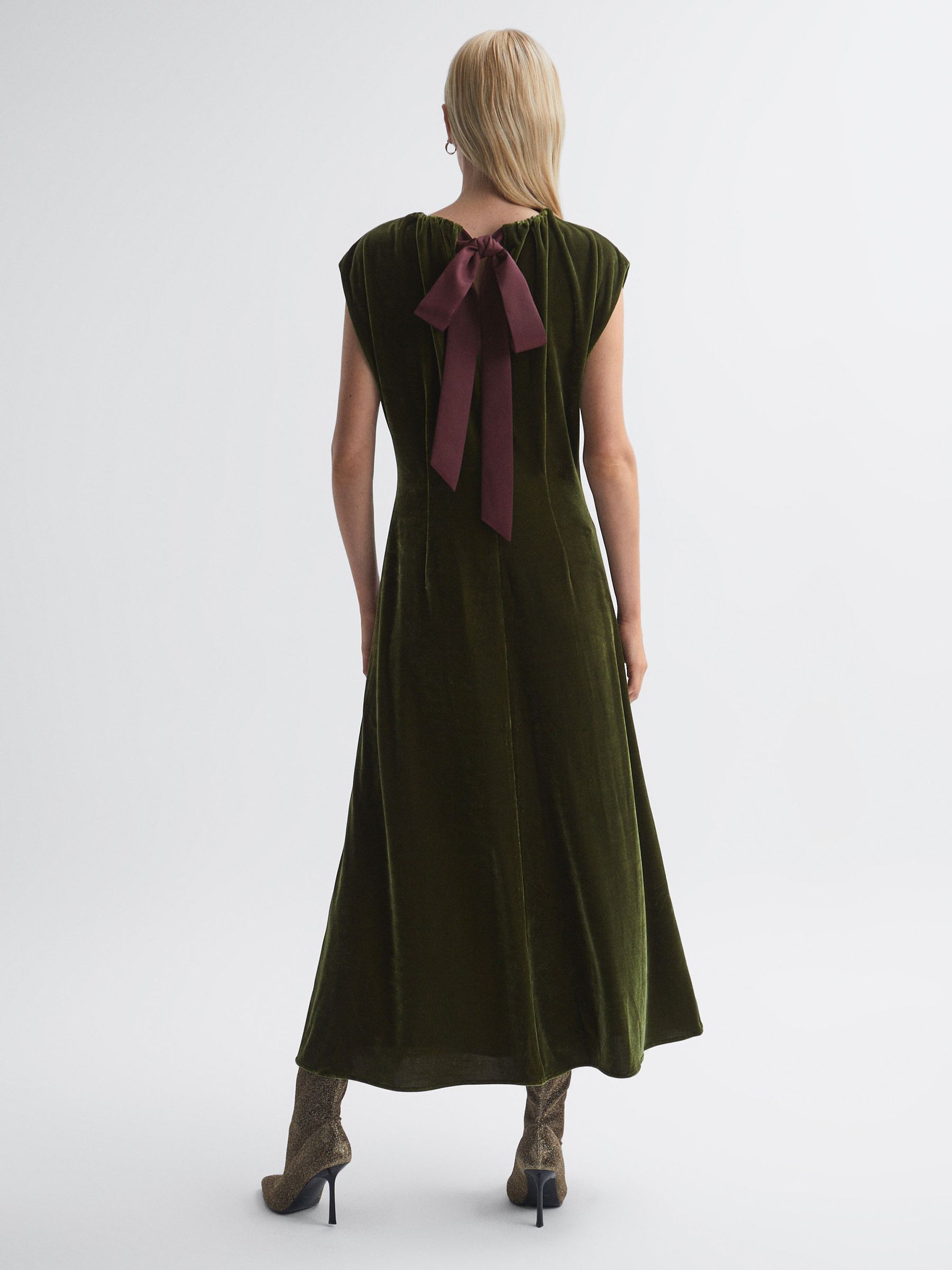 Reiss green velvet dress cheap