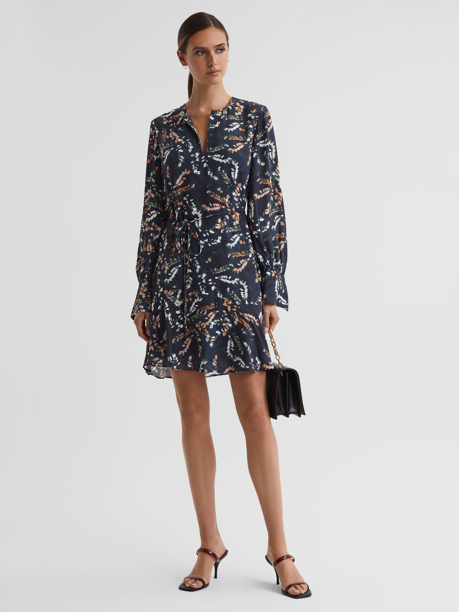 Printed long sleeve midi dress new arrivals