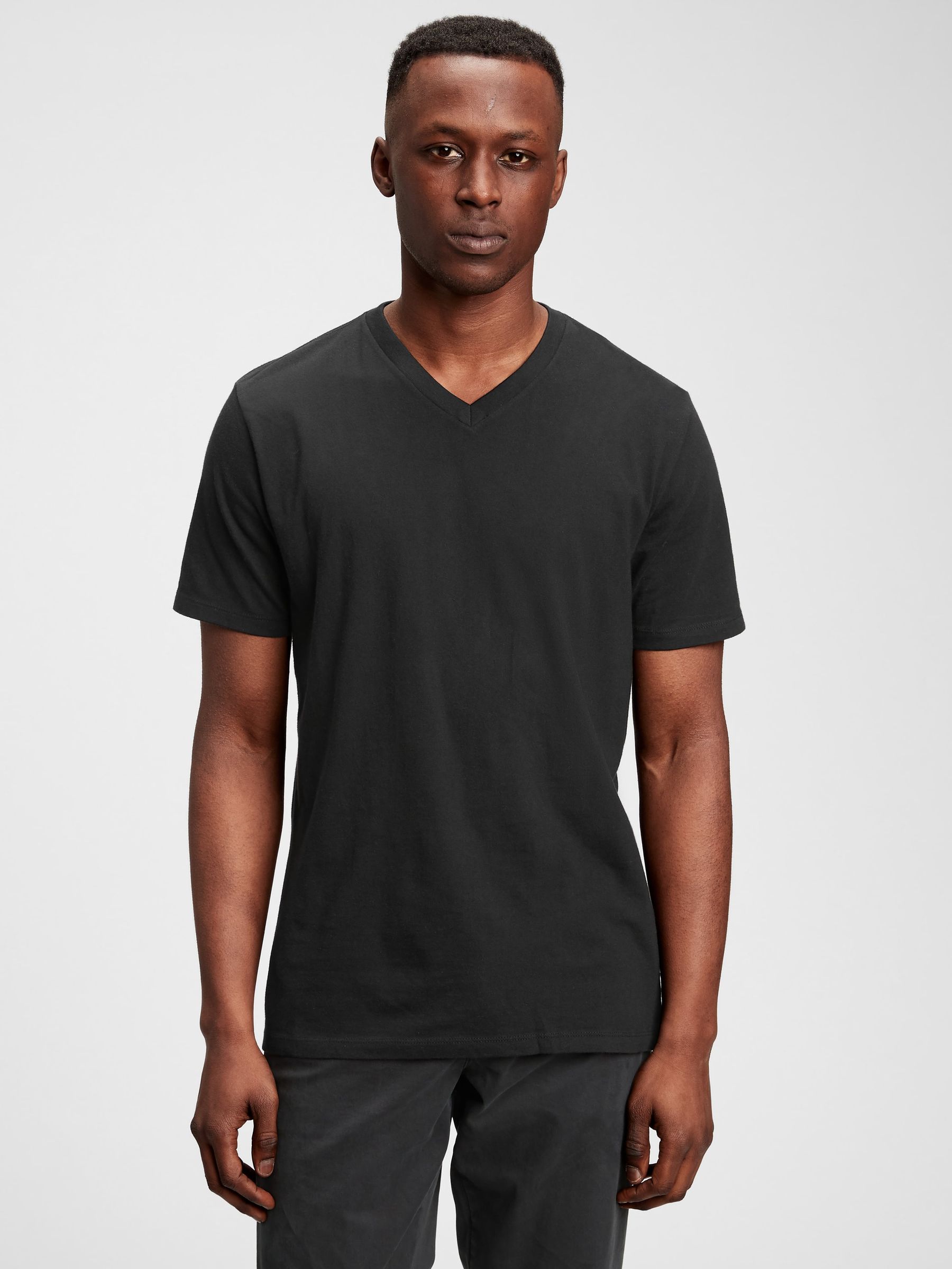 Buy Black V Neck Classic 100 Cotton Short Sleeve T Shirt from the Gap online shop