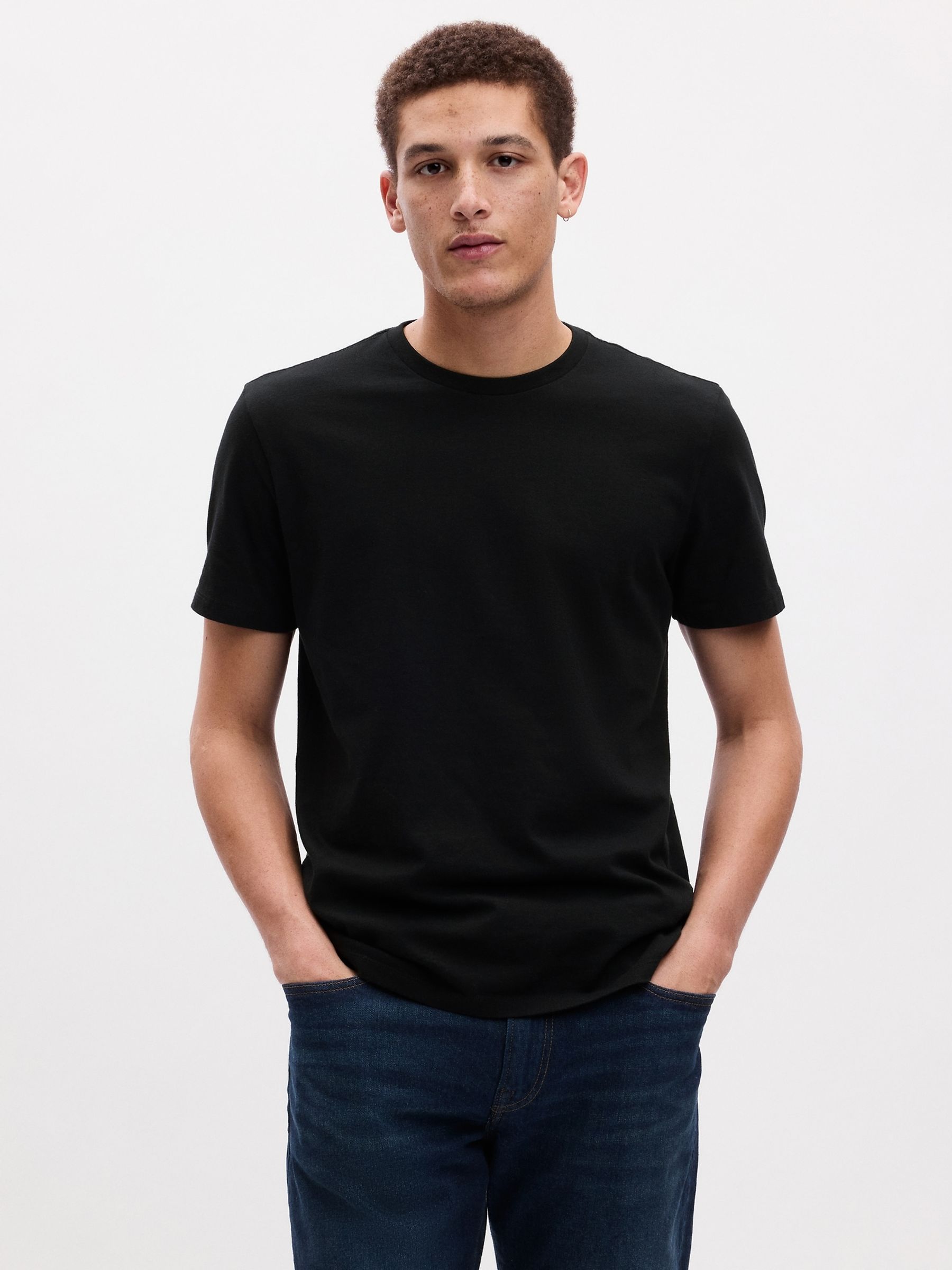Black Crew Neck Classic 100 Cotton Short Sleeve T Shirt
