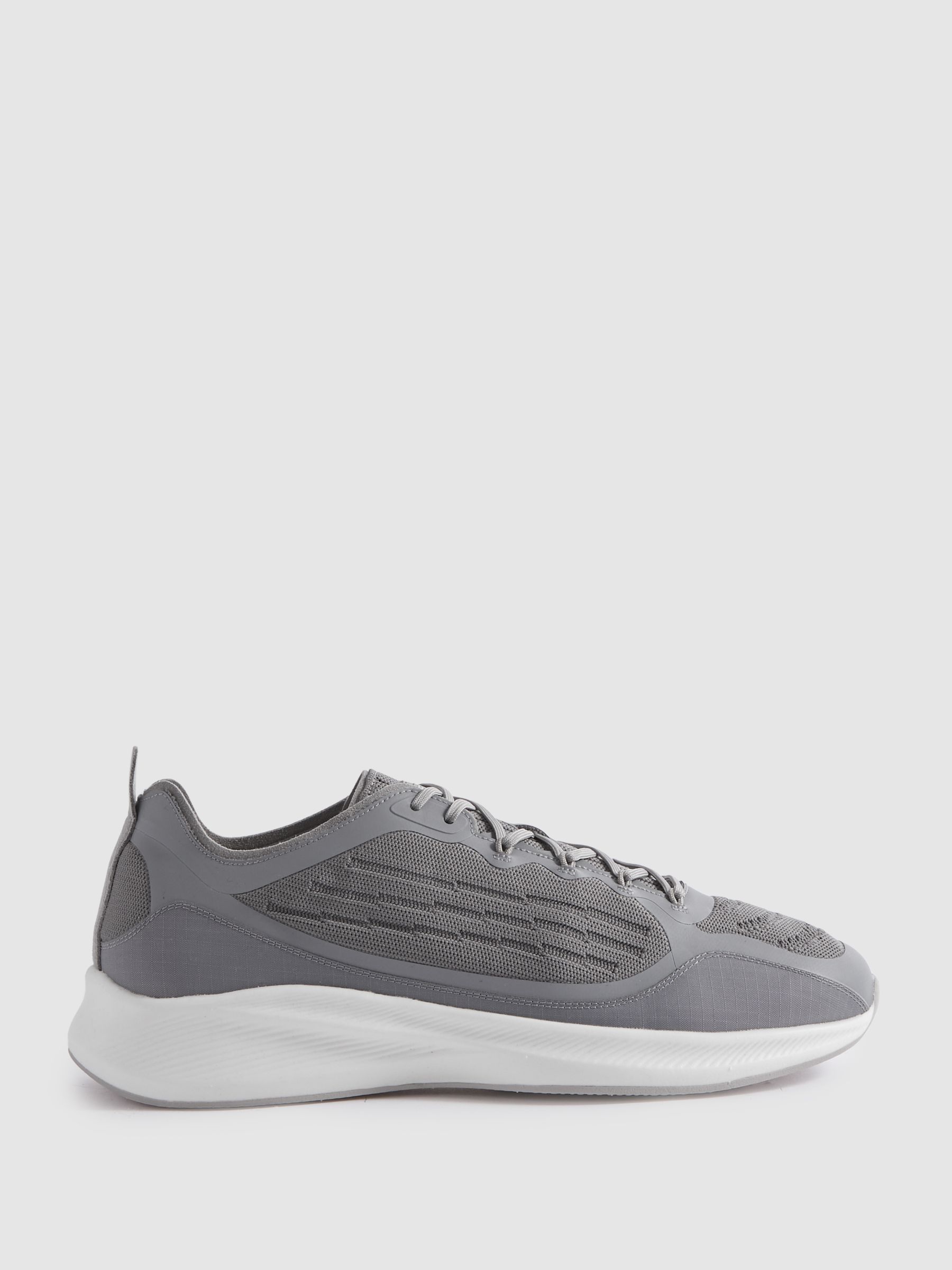 Reiss Hybrid Knit Running Trainers in Grey REISS