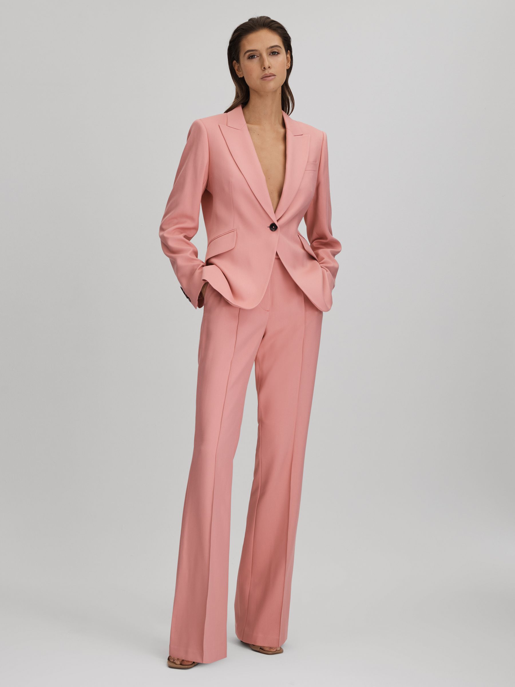Reiss Millie Pink Tailored Single Breasted Suit Blazer REISS