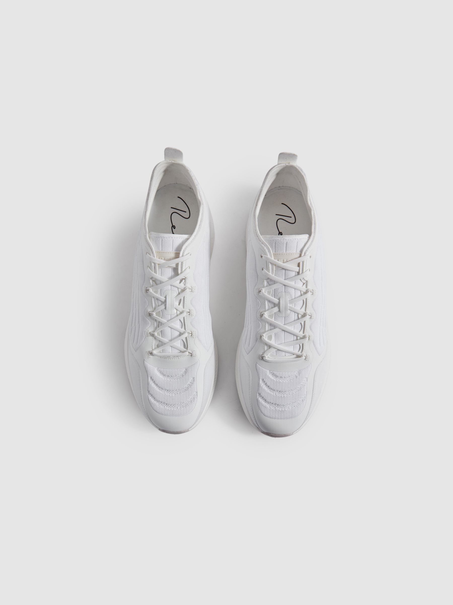 Reiss Hybrid Knit Running Trainers in White REISS