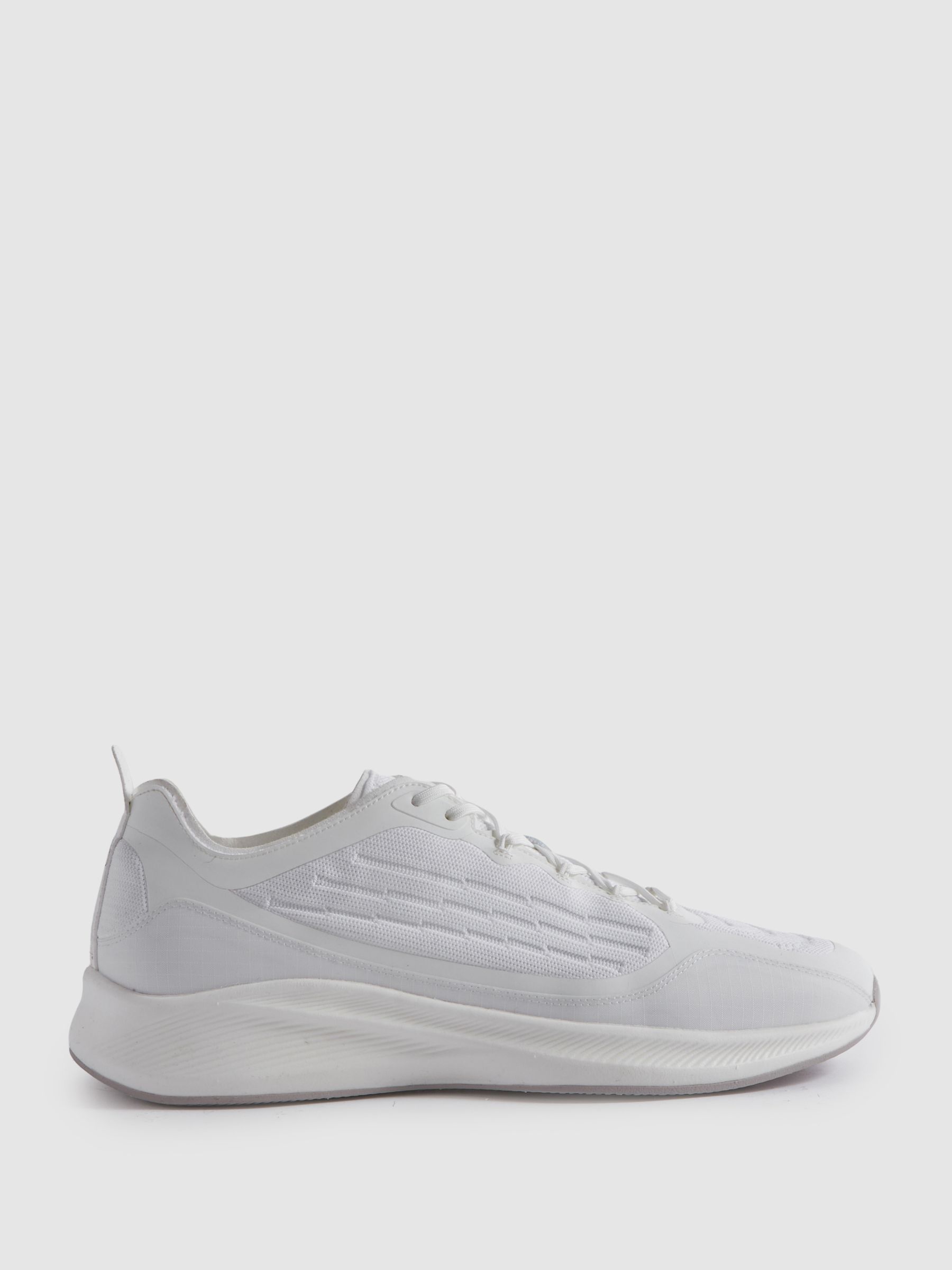 Reiss Hybrid Knit Running Trainers in White REISS