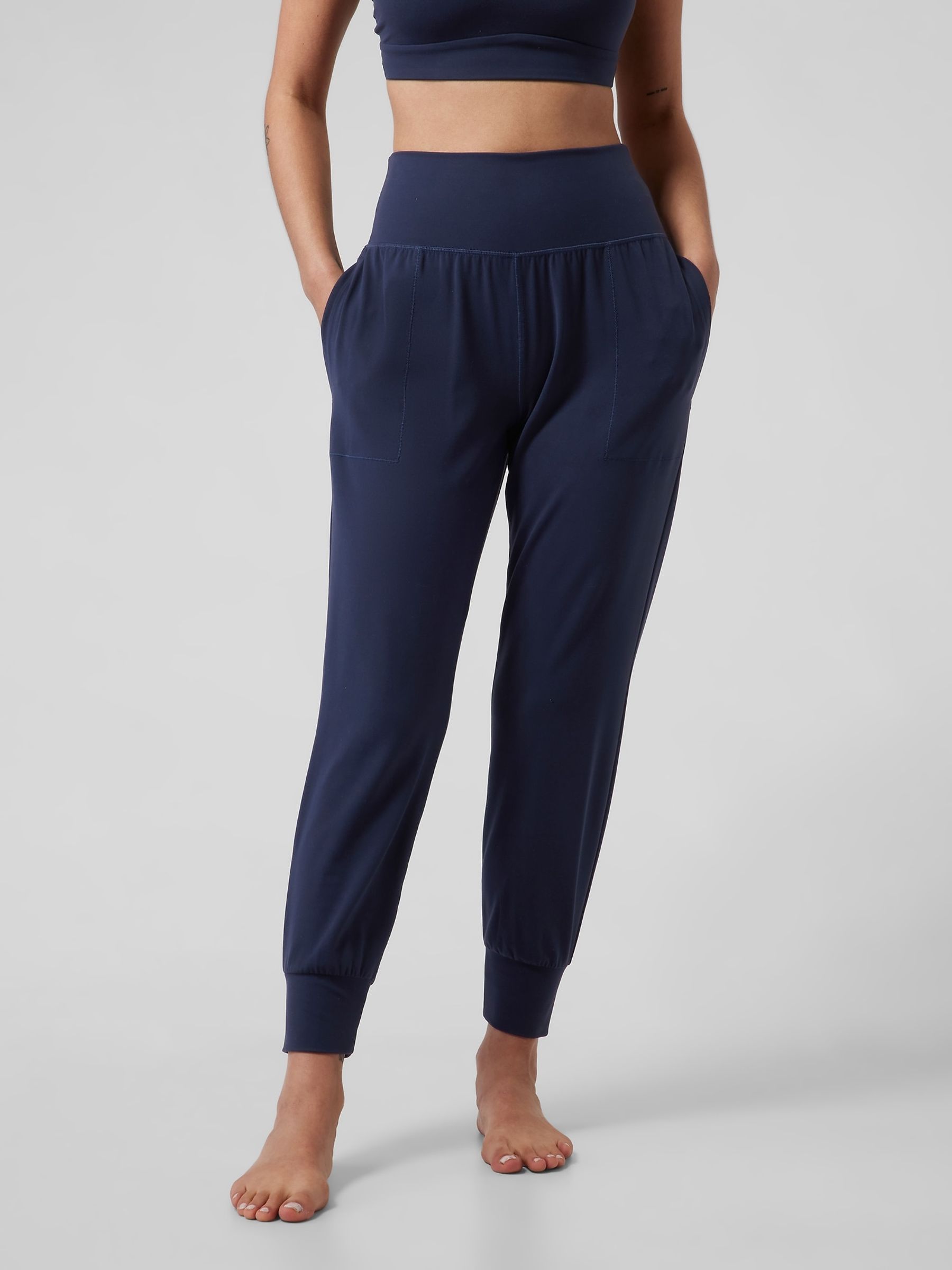 Athleta Blue Salutation High Waisted Pocket Yoga Joggers