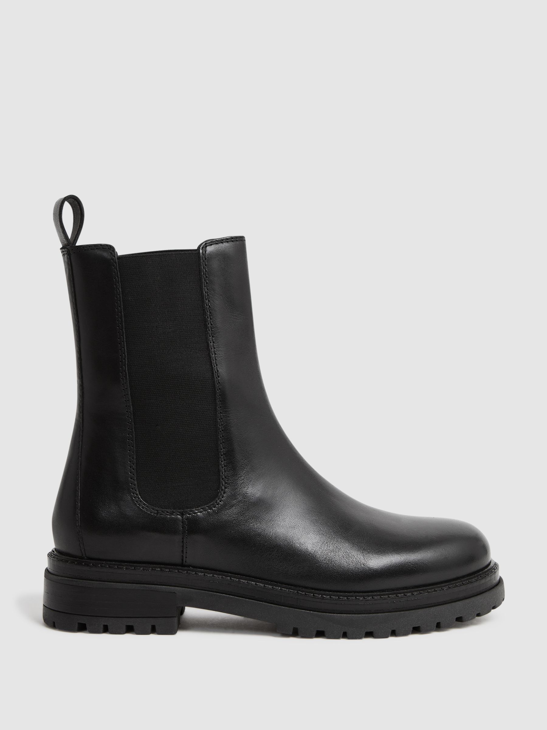 Reiss Leather Chelsea Boots in Black REISS