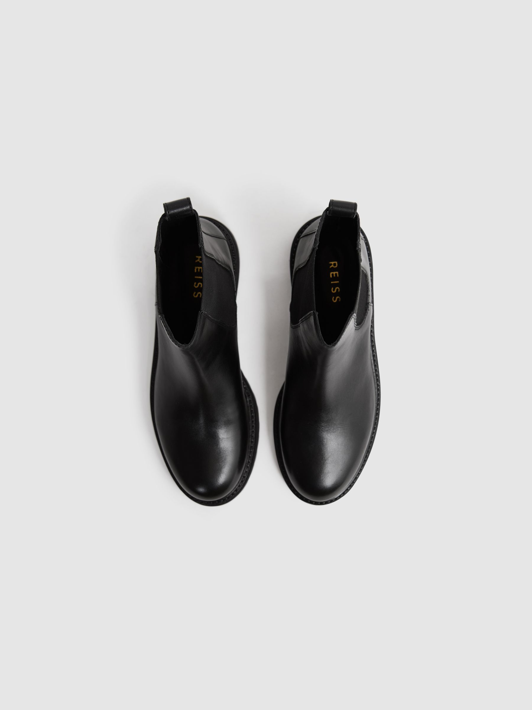 Reiss Leather Chelsea Boots in Black REISS