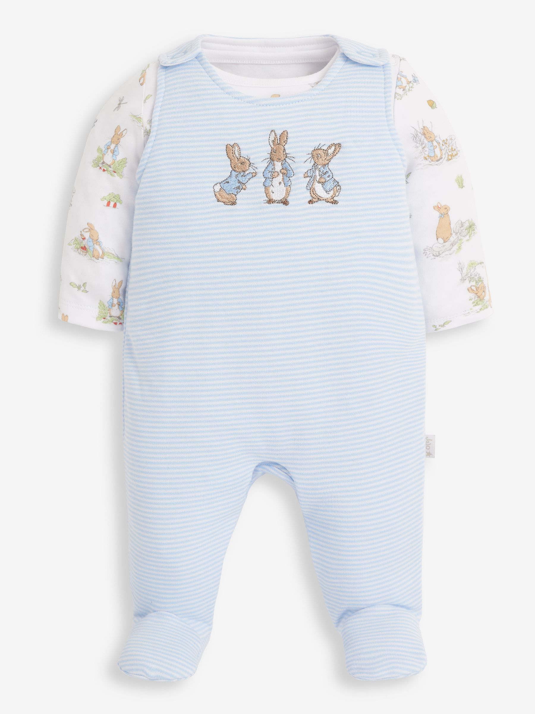Buy JoJo Maman Bebe Blue 2 Piece Peter Rabbit Baby Dungaree Set from the JoJo Maman Bebe UK online shop