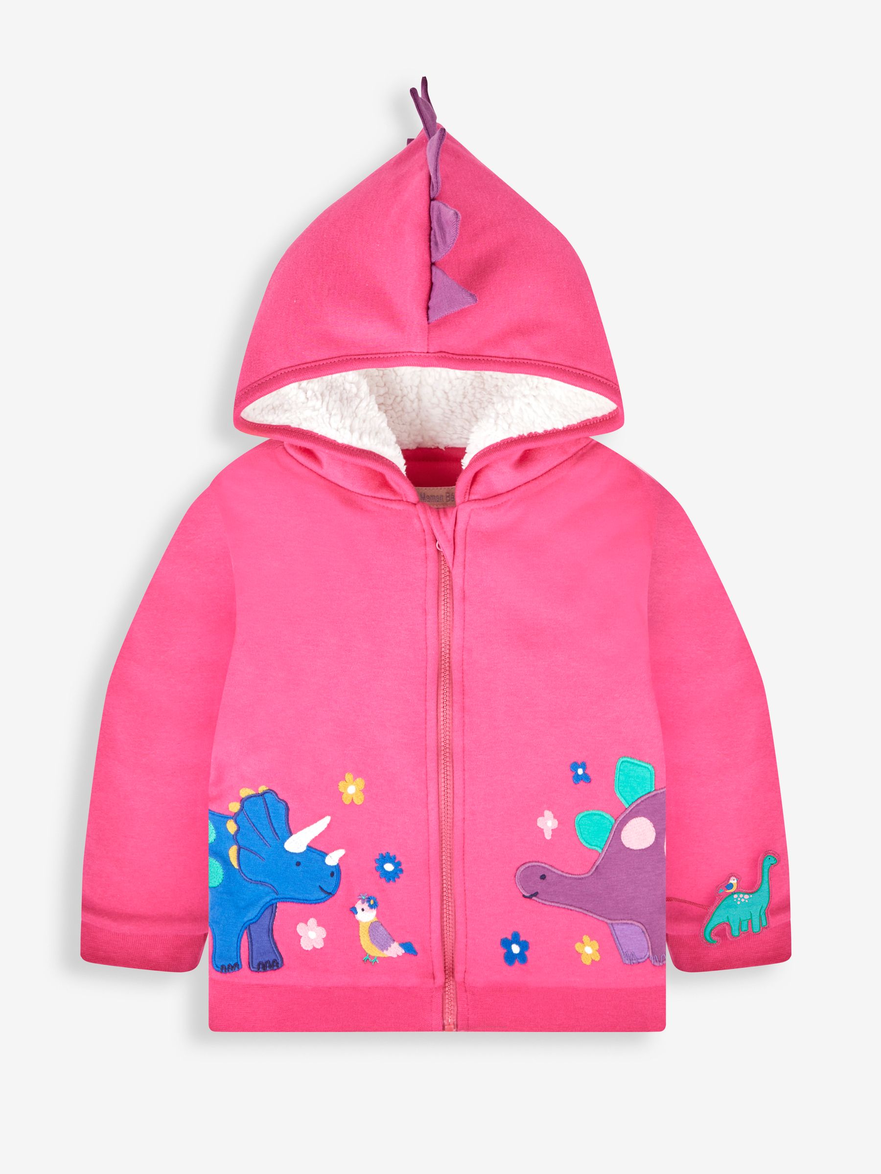 Fuchsia Pink Dino Applique Cosy Hoodie JoJo Maman Bebe